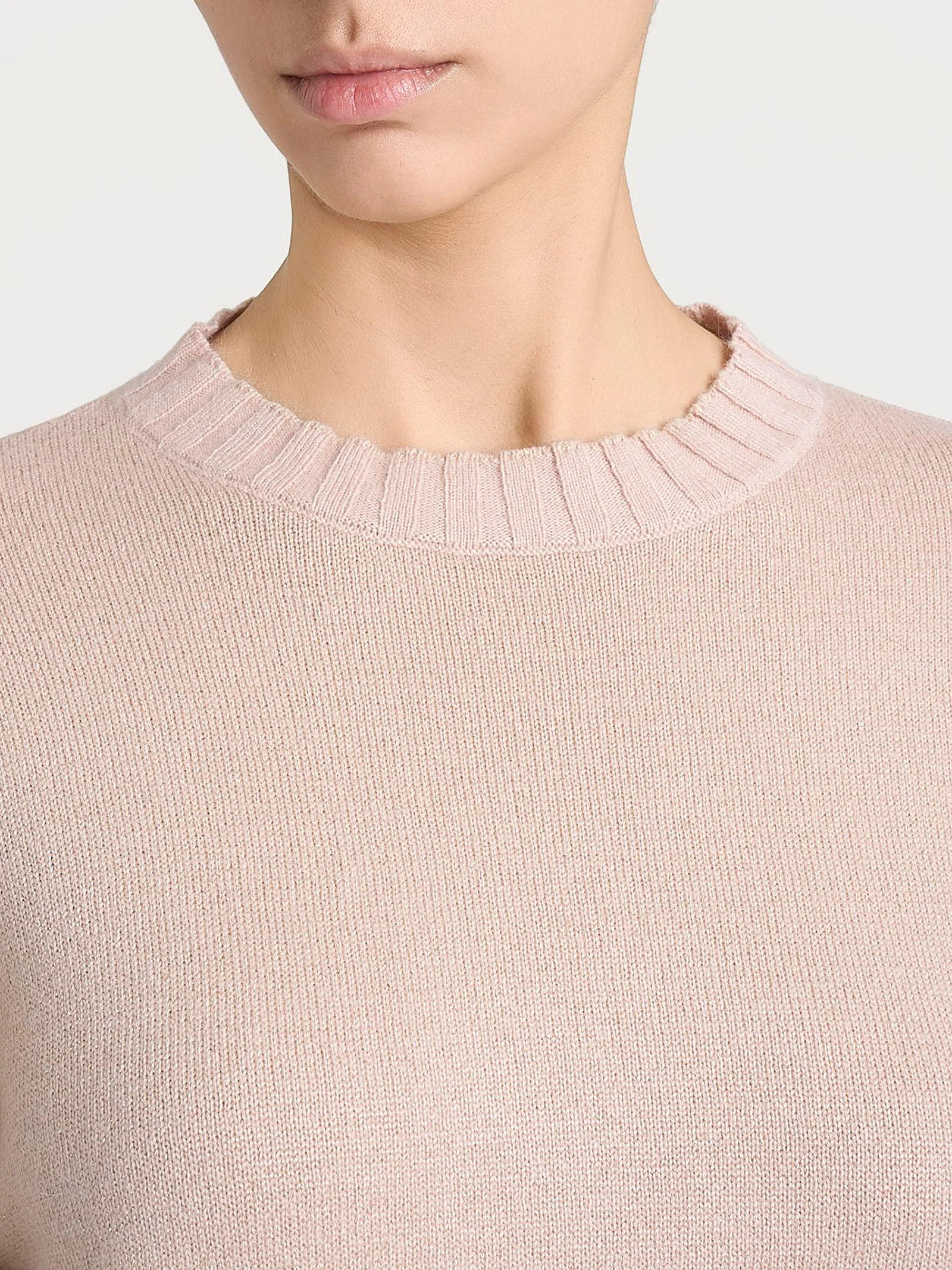 Maglia girocollo in Natural Soft e Lurex - Cameo Rose - Image 4