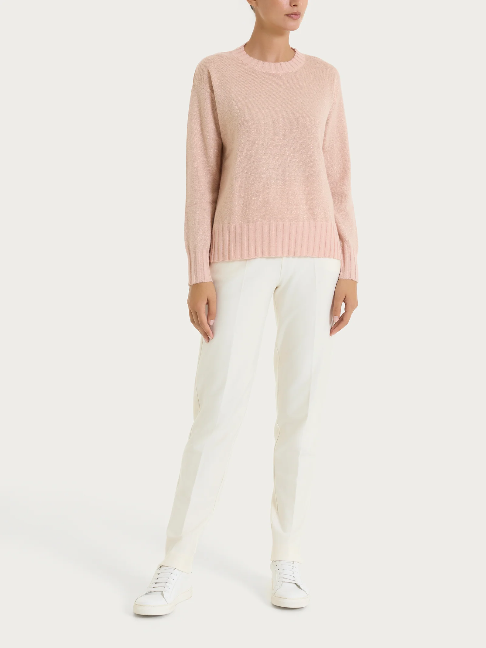 Maglia girocollo in Natural Soft e Lurex - Cameo Rose - Image 5