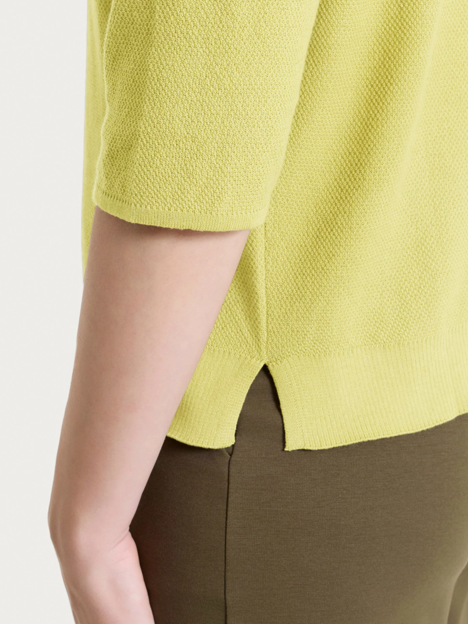 Maglia girocollo in punto piquet di puro cotone - Acacia - Image 3