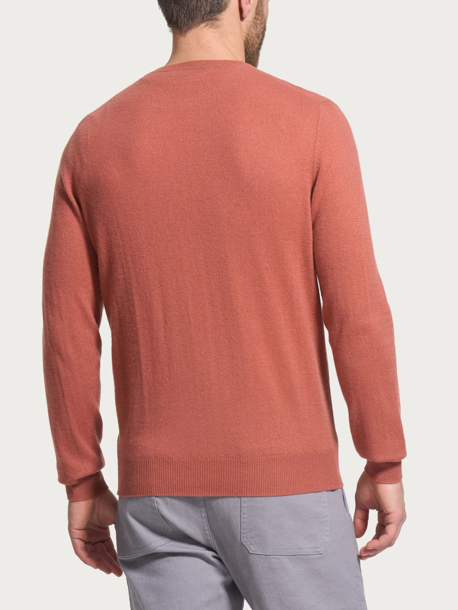 Maglia girocollo in tessuto Cashmerino - Burnt Brick - Image 2