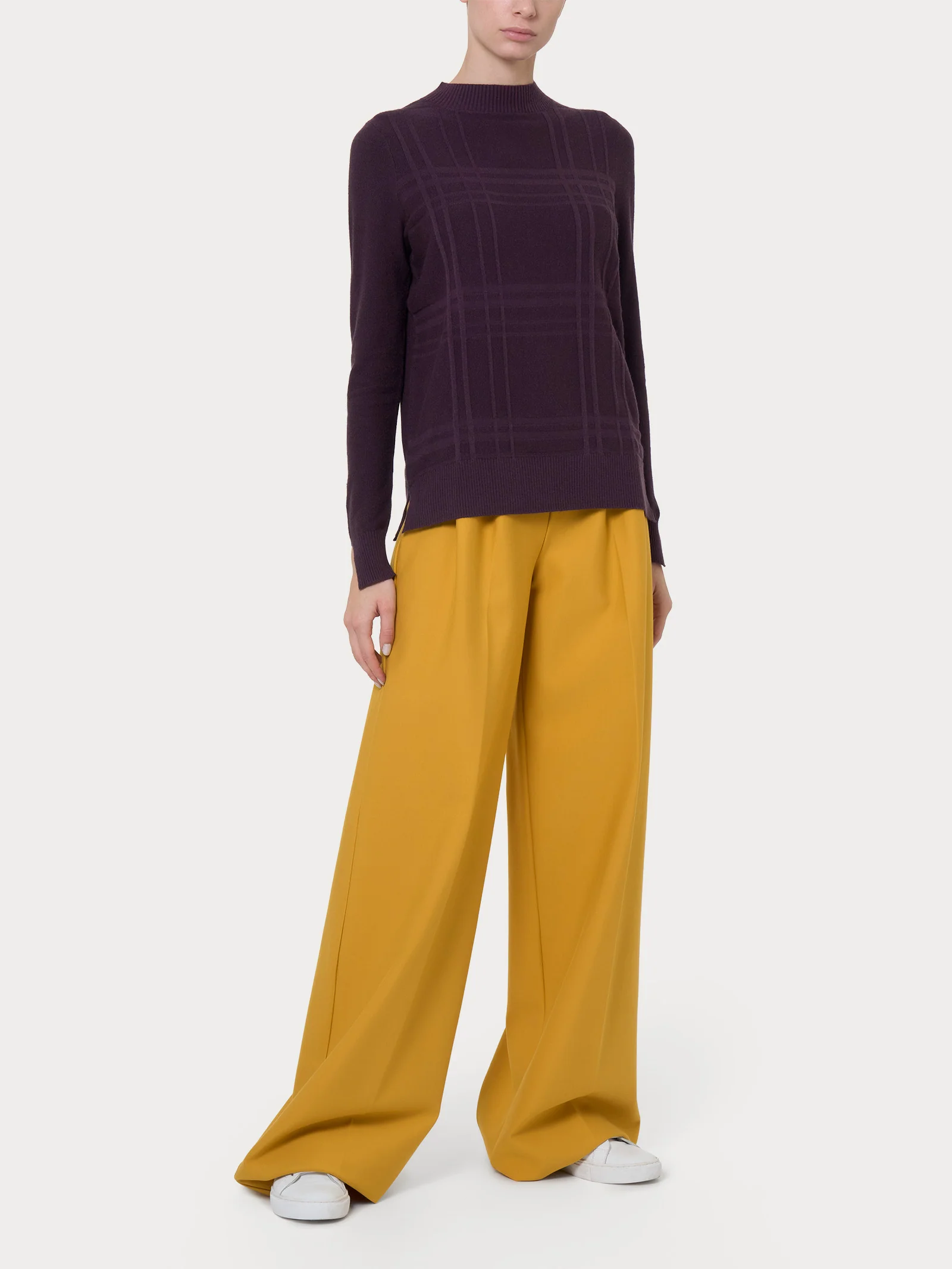 Maglia girocollo Punto Riso Tartan in Super Soft - Cayenne - Image 3