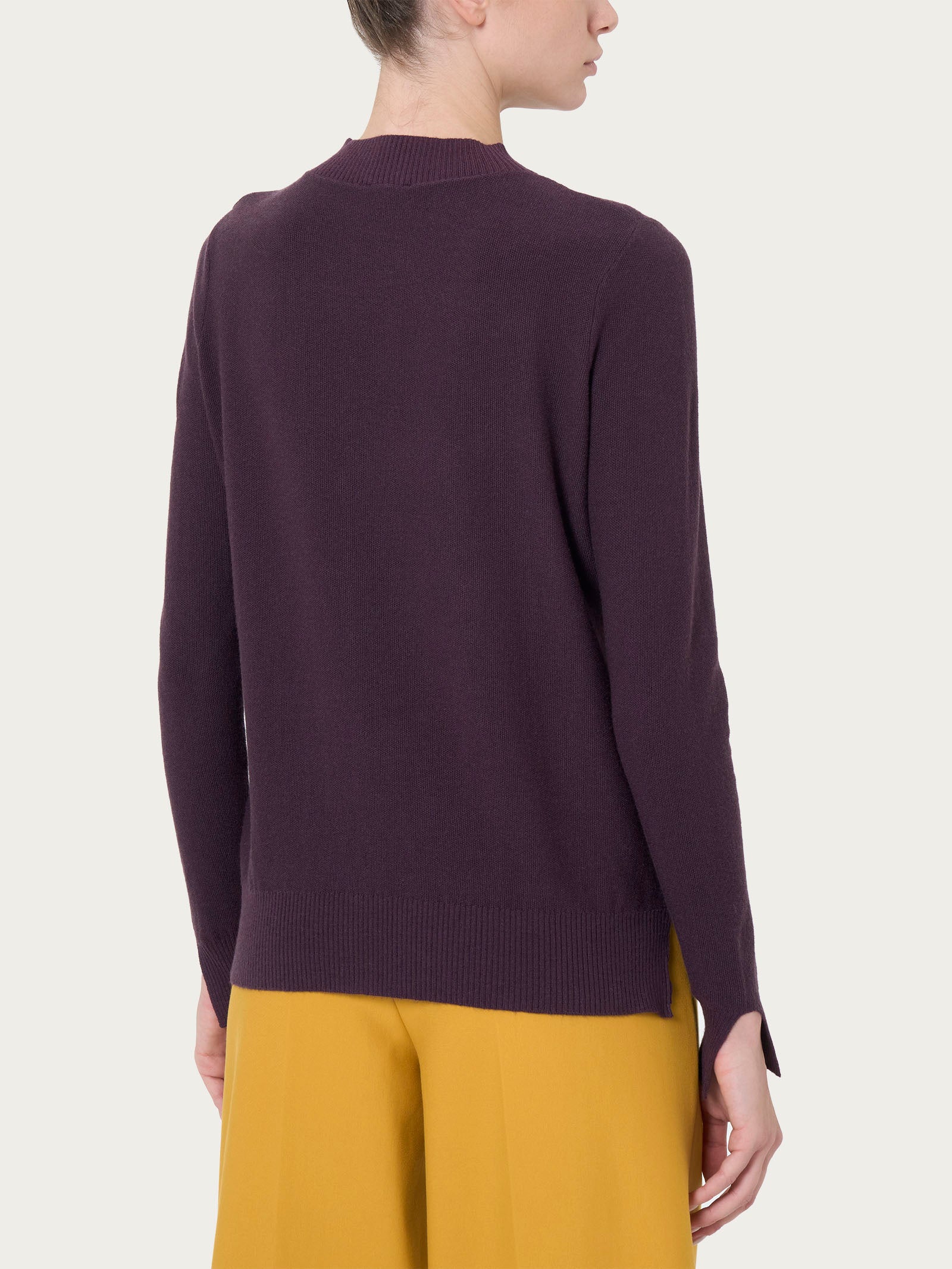 Maglia girocollo Punto Riso Tartan in Super Soft - Plum Perfect - Image 2
