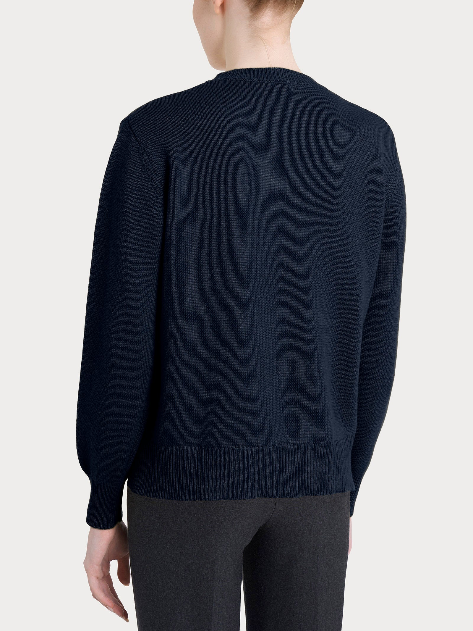 Maglia girocollo tinta unita in Natural Soft - Bleu - Image 2
