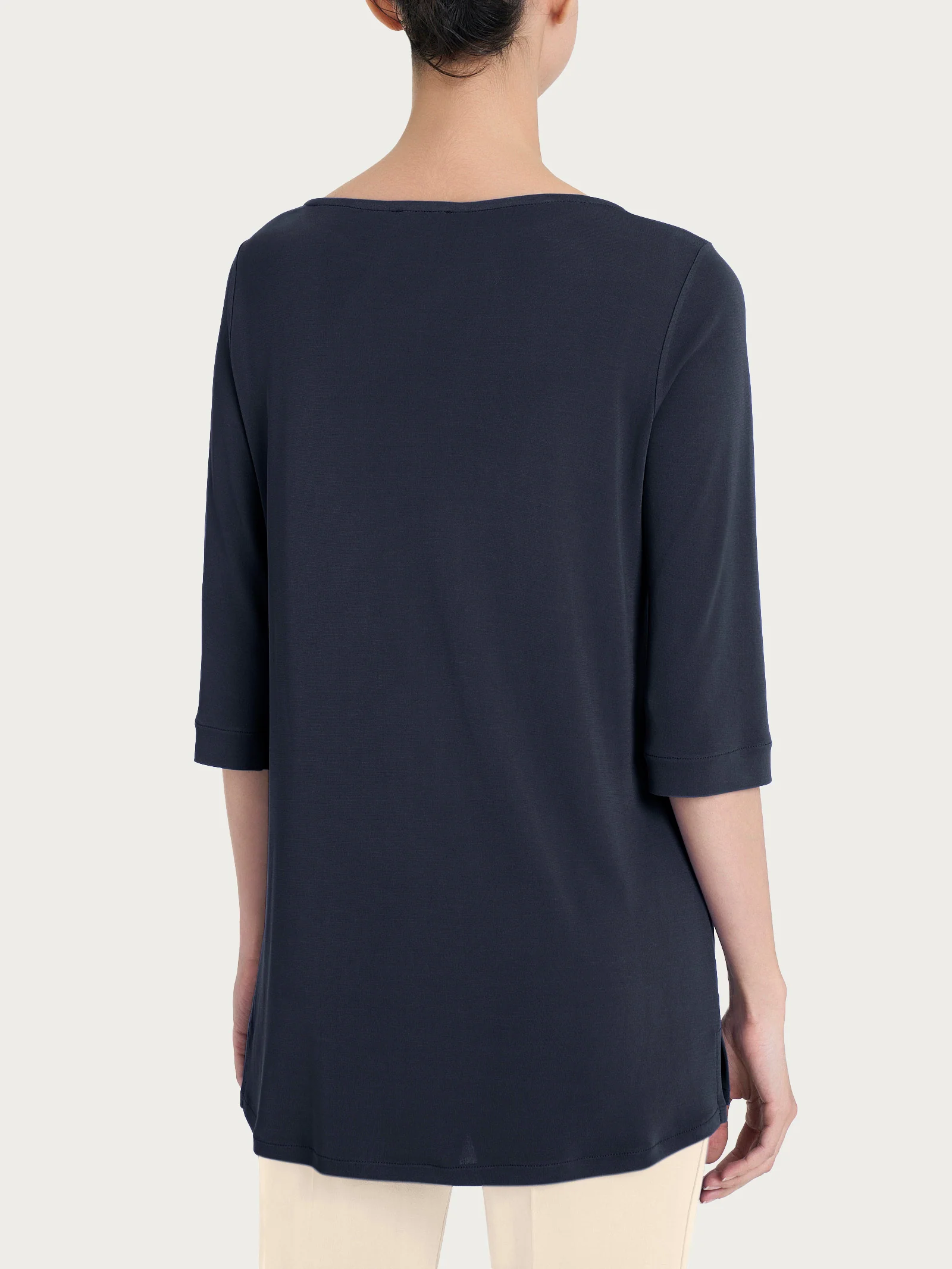 Maglia manica 3/4 in Crêpe Satin - Bleu - Image 2