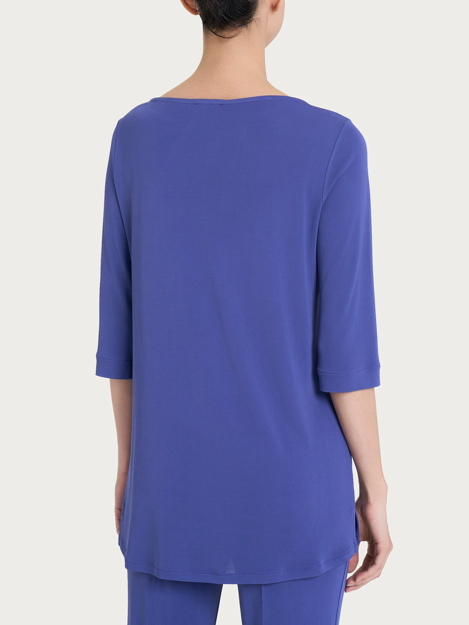 Maglia manica 3/4 in Crêpe Satin - Skipper Blue - Image 2