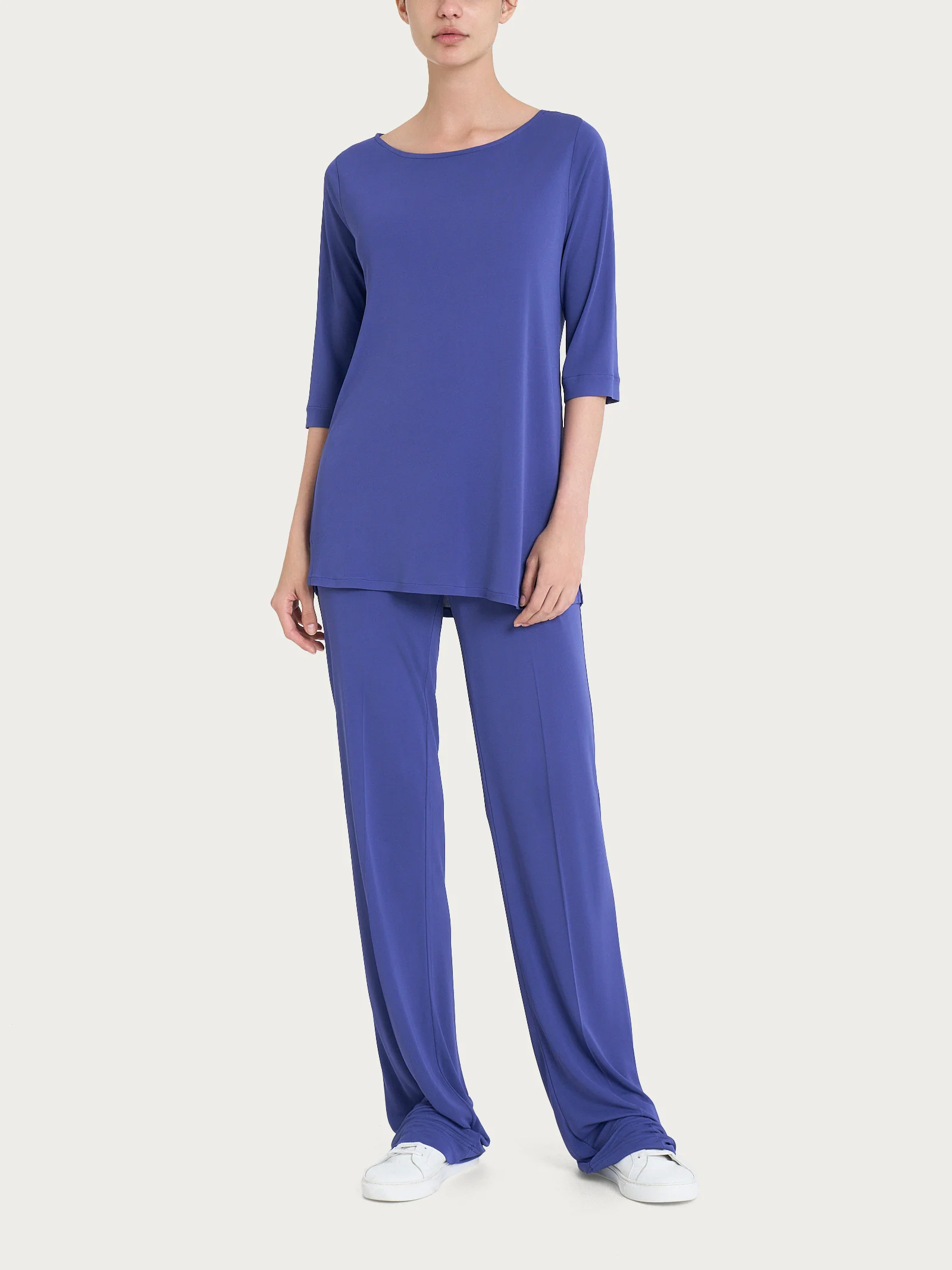 Maglia manica 3/4 in Crêpe Satin - Skipper Blue - Image 4