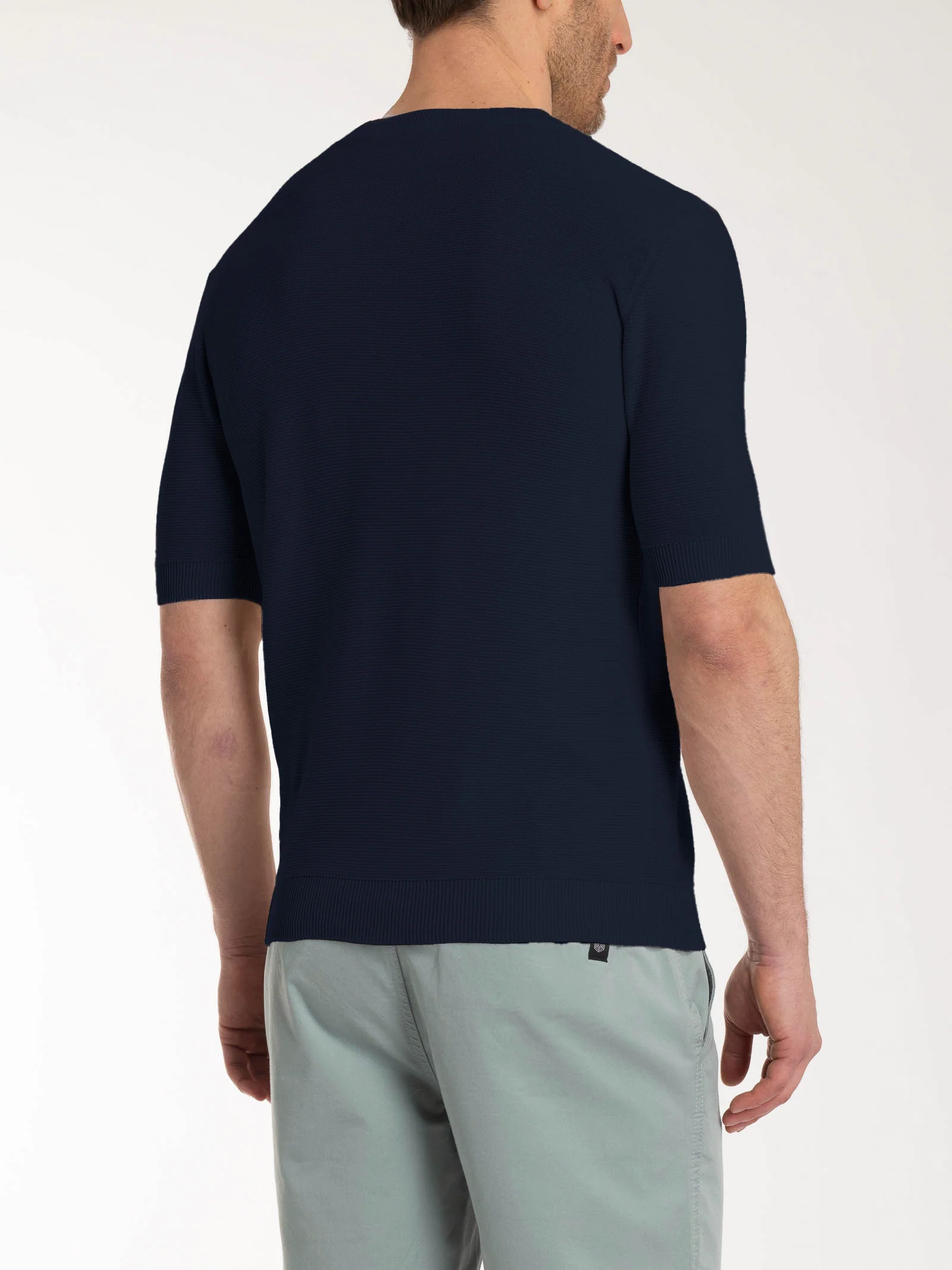 Maglia punto links a manica corta in puro cotone - Outer Space - Image 2