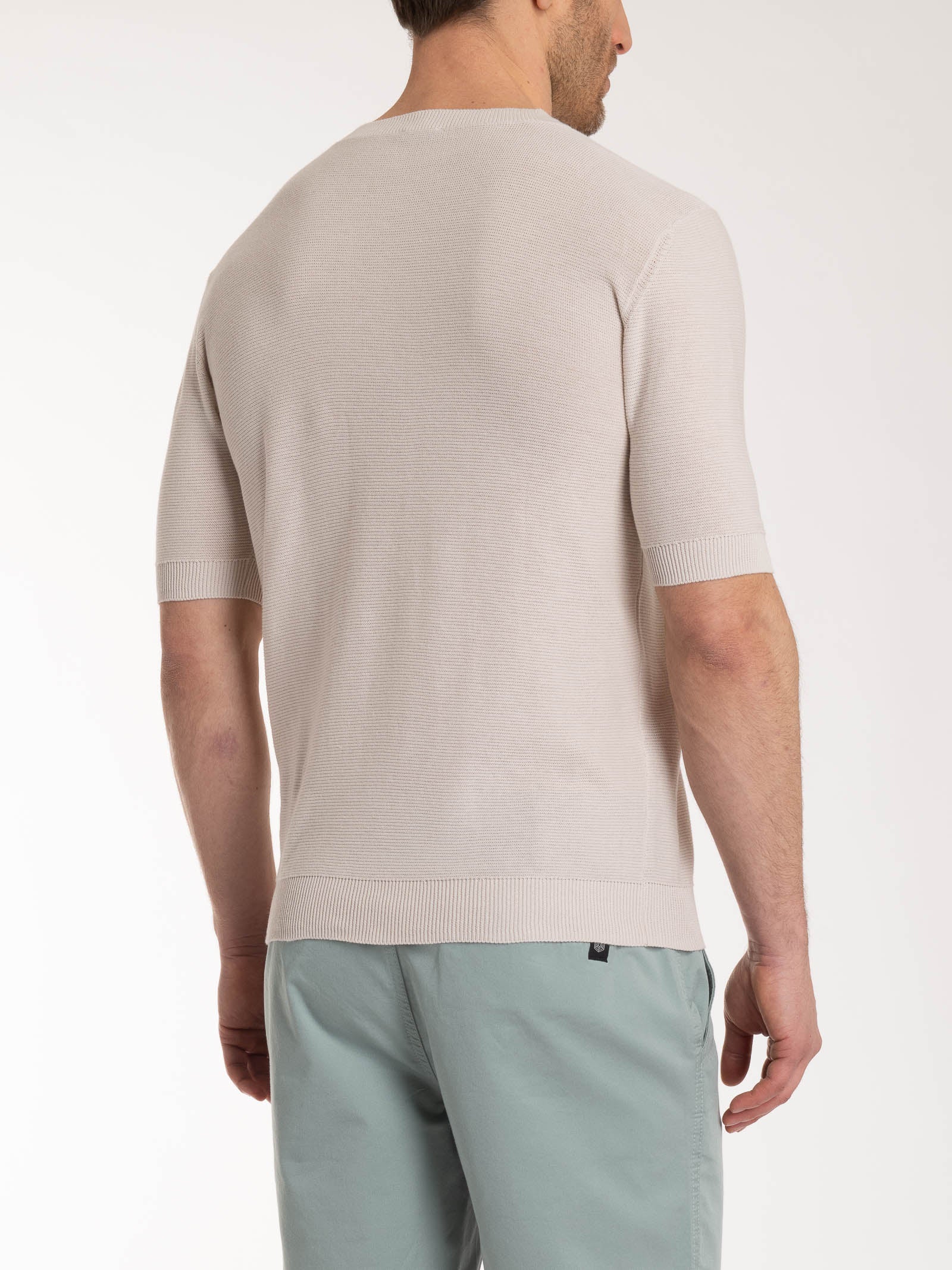 Maglia punto links a manica corta in puro cotone - Champignon - Image 2