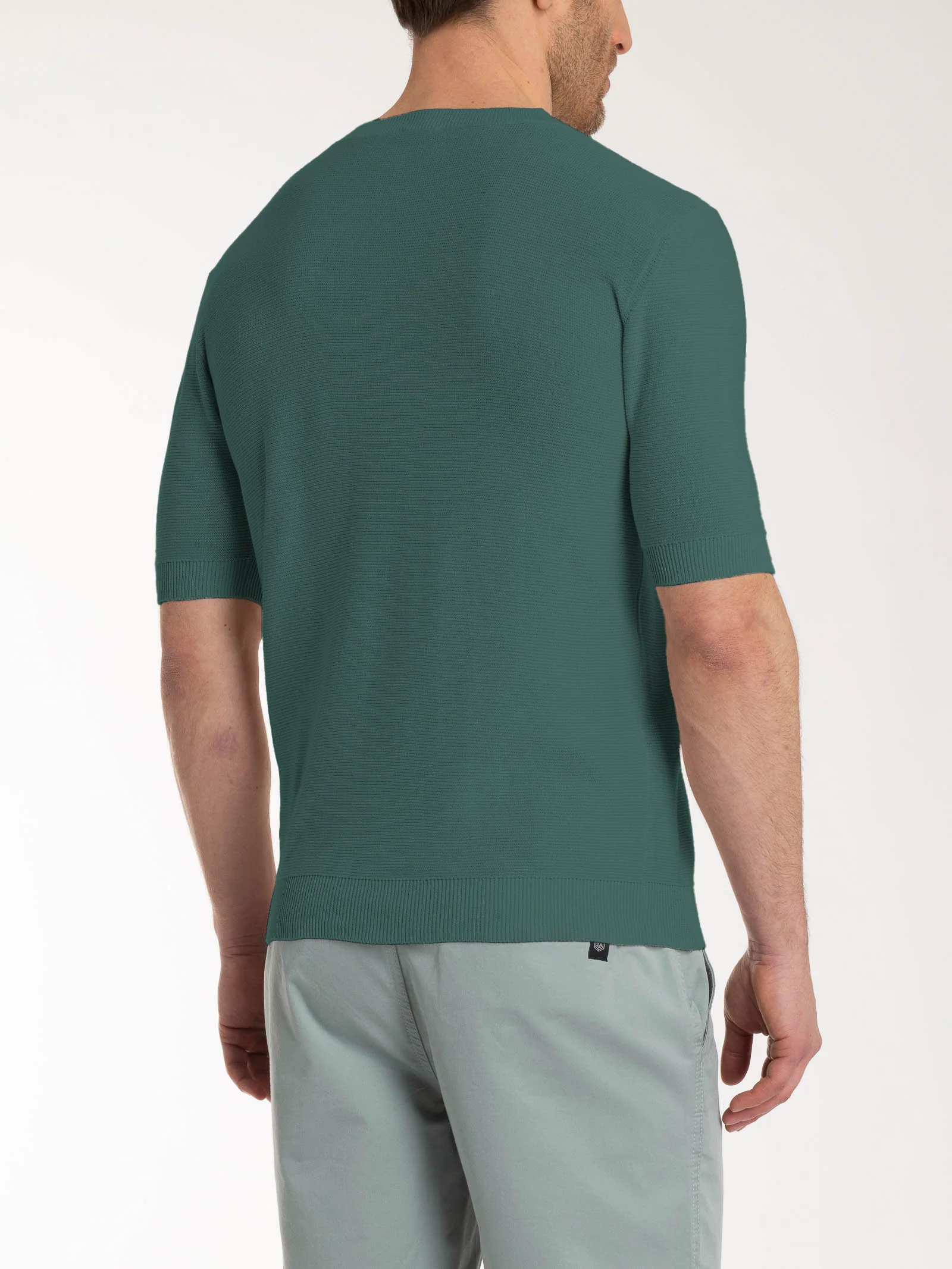Maglia punto links a manica corta in puro cotone - Dark Forest  - Image 2