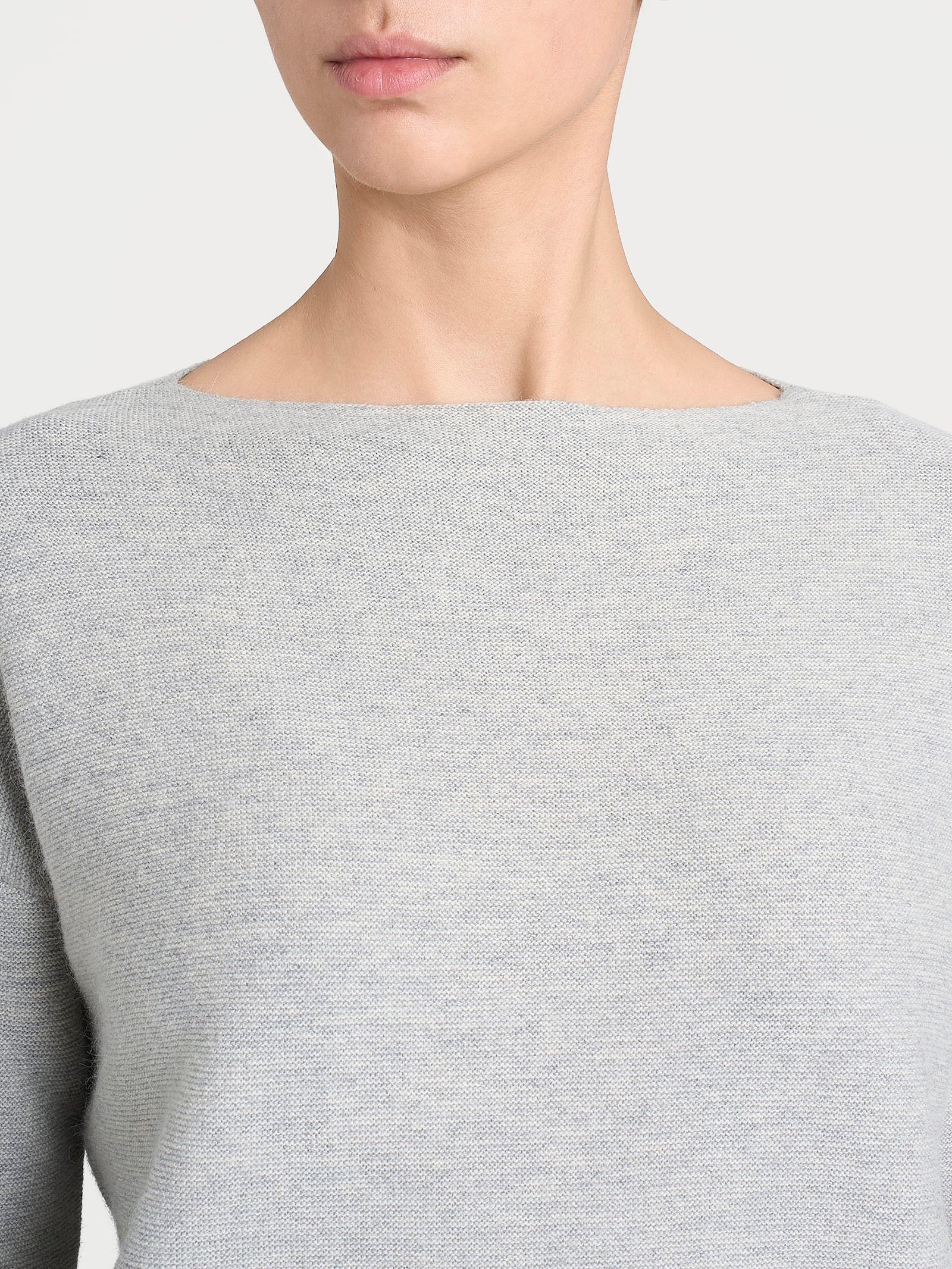 Maglia Punto Links con scollo a barchetta in Natural Soft - Ghiaia Mel. - Image 3