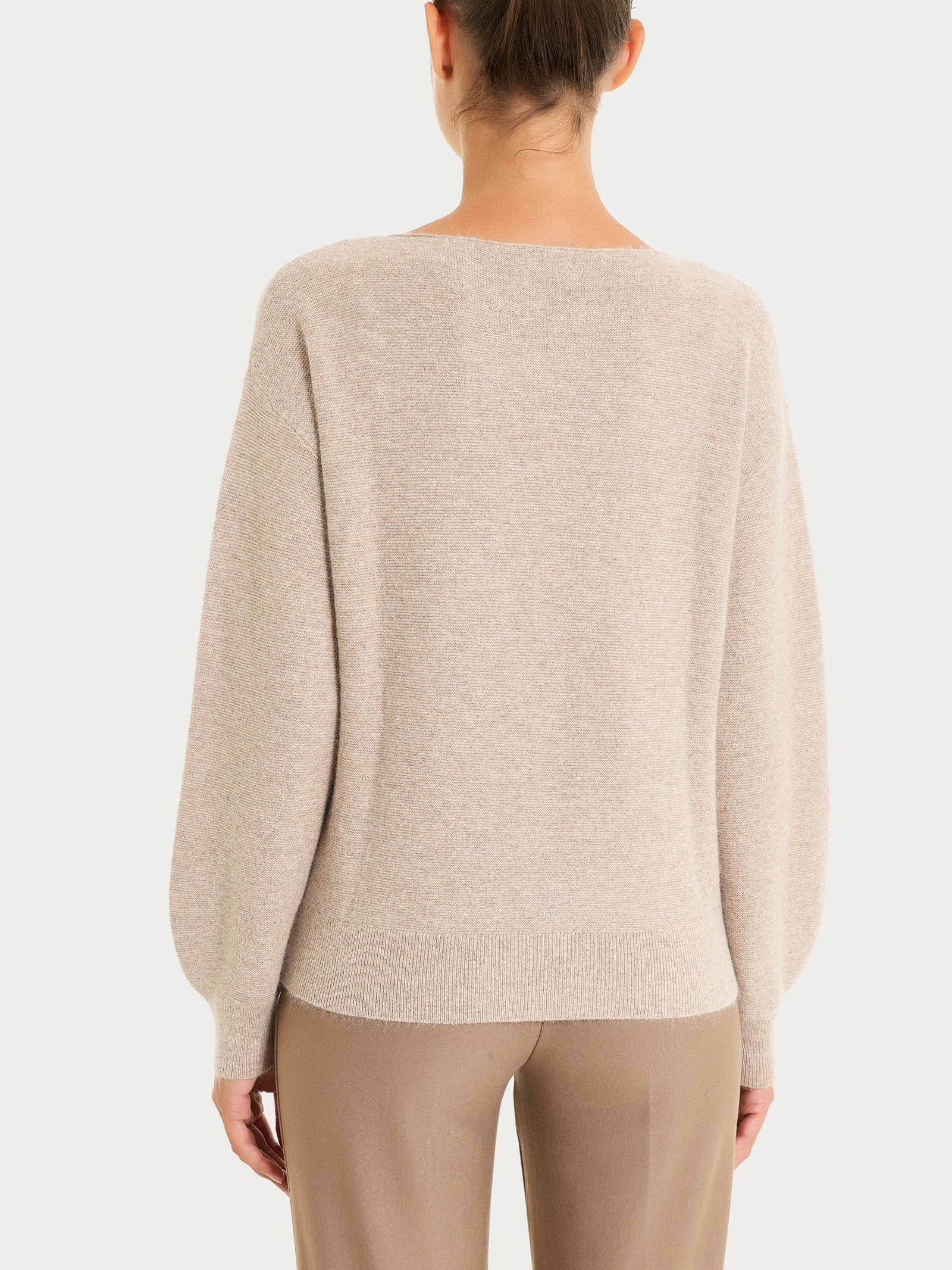 Maglia Punto Links con scollo a barchetta in Natural Soft - Zenzero Mel. - Image 2