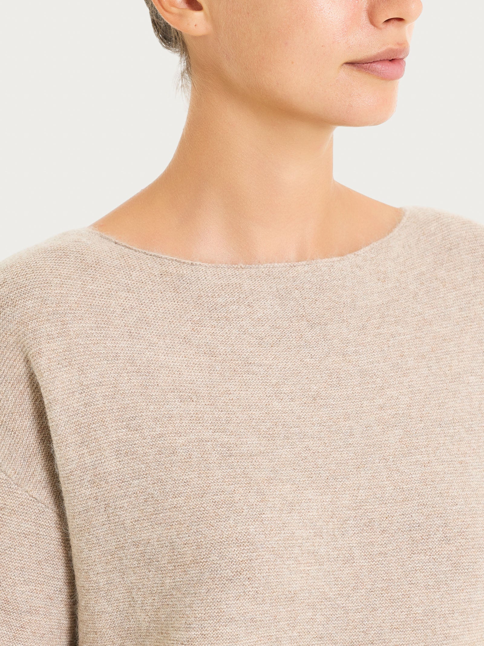 Maglia Punto Links con scollo a barchetta in Natural Soft - Zenzero Mel. - Image 3