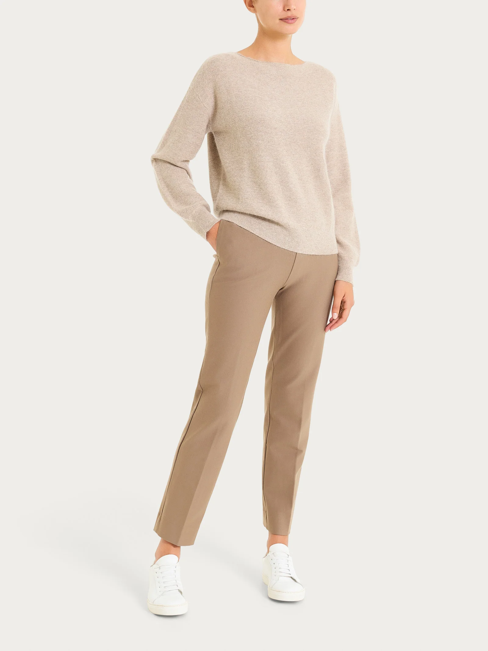 Maglia Punto Links con scollo a barchetta in Natural Soft - Zenzero Mel. - Image 4