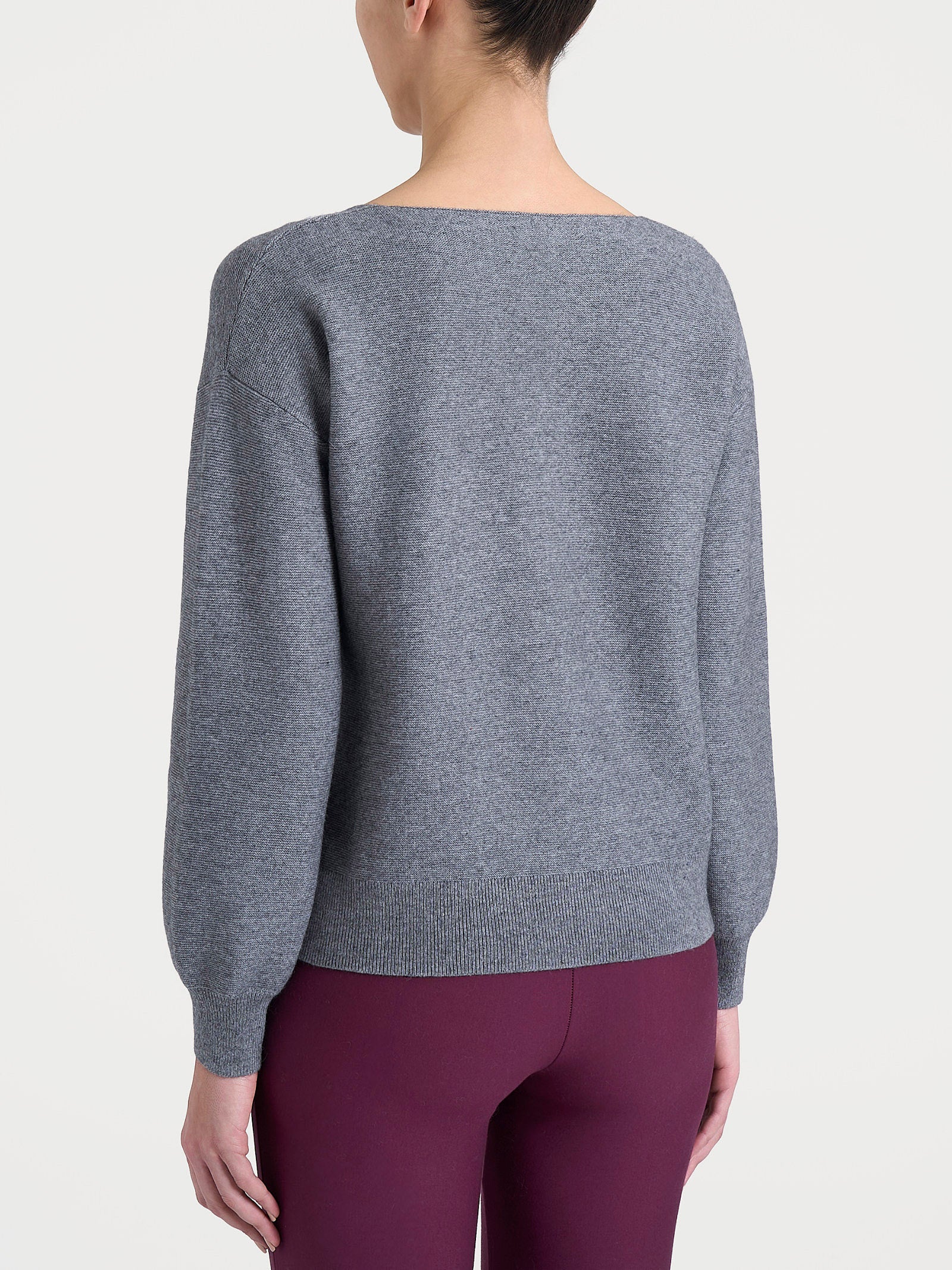 Maglia Punto Links con scollo a V in Natural Soft - Ferro Mel. - Image 2