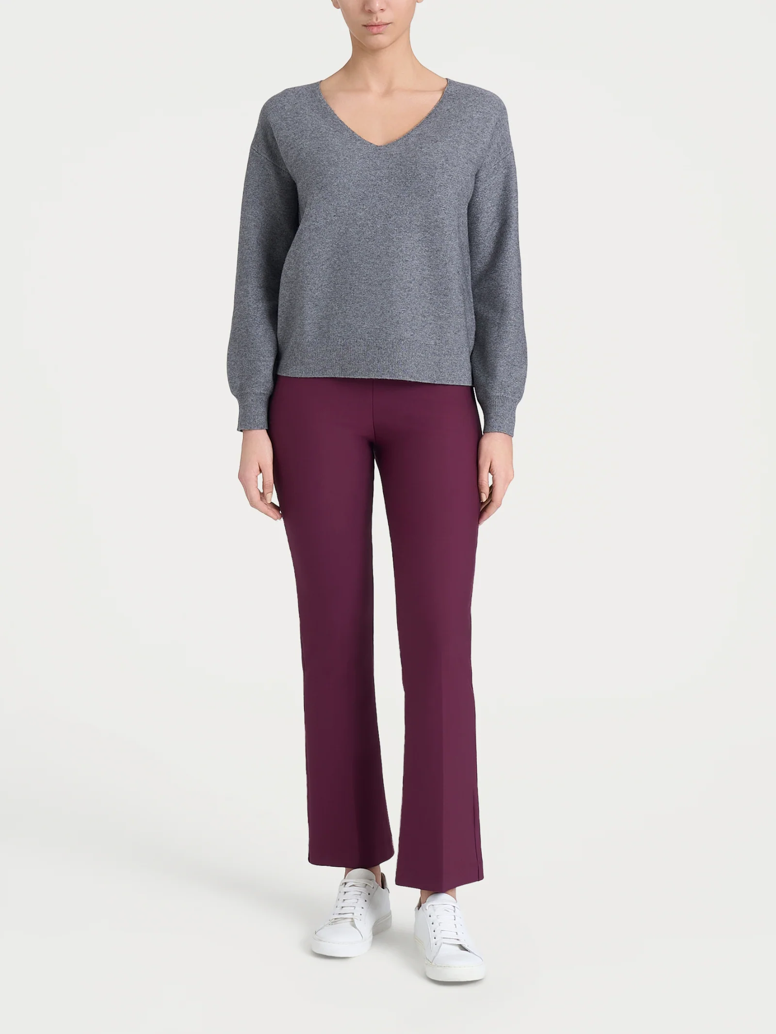 Maglia Punto Links con scollo a V in Natural Soft - Ferro Mel. - Image 4