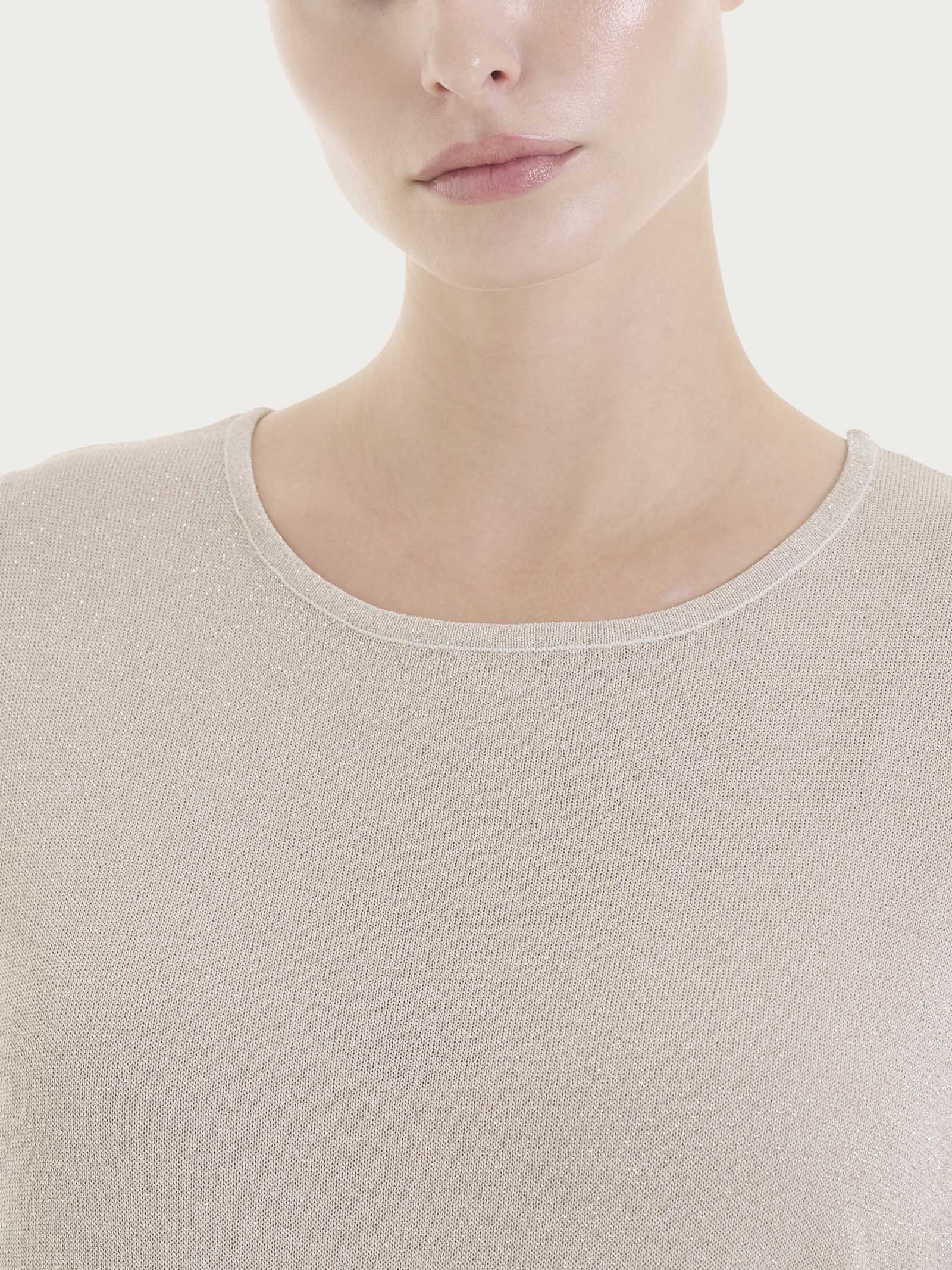 Maglia smanicata in Crêpe Lurex - Lilac Ash - Image 4