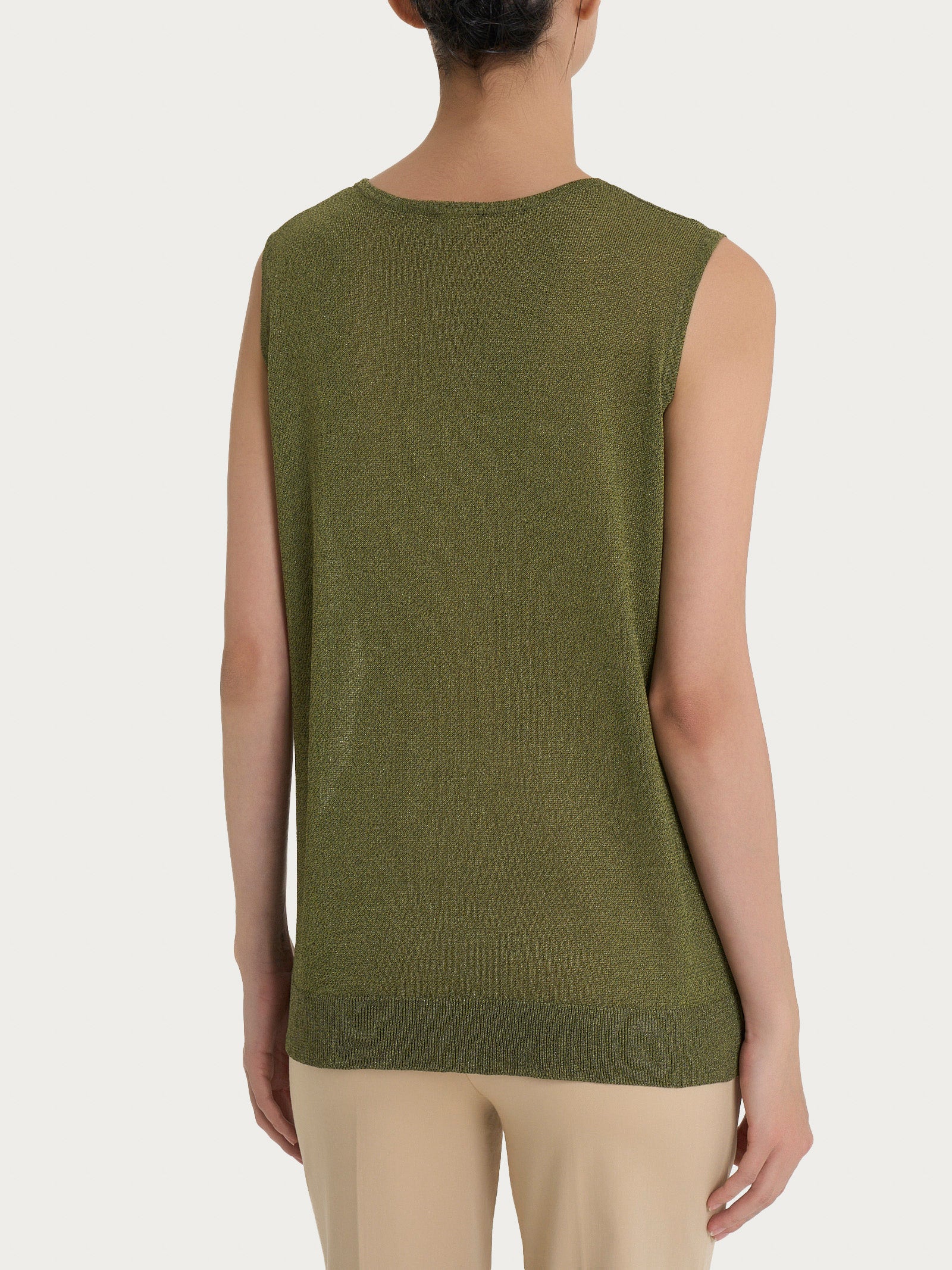 Maglia smanicata in Crêpe Lurex - Sphagnum - Image 2