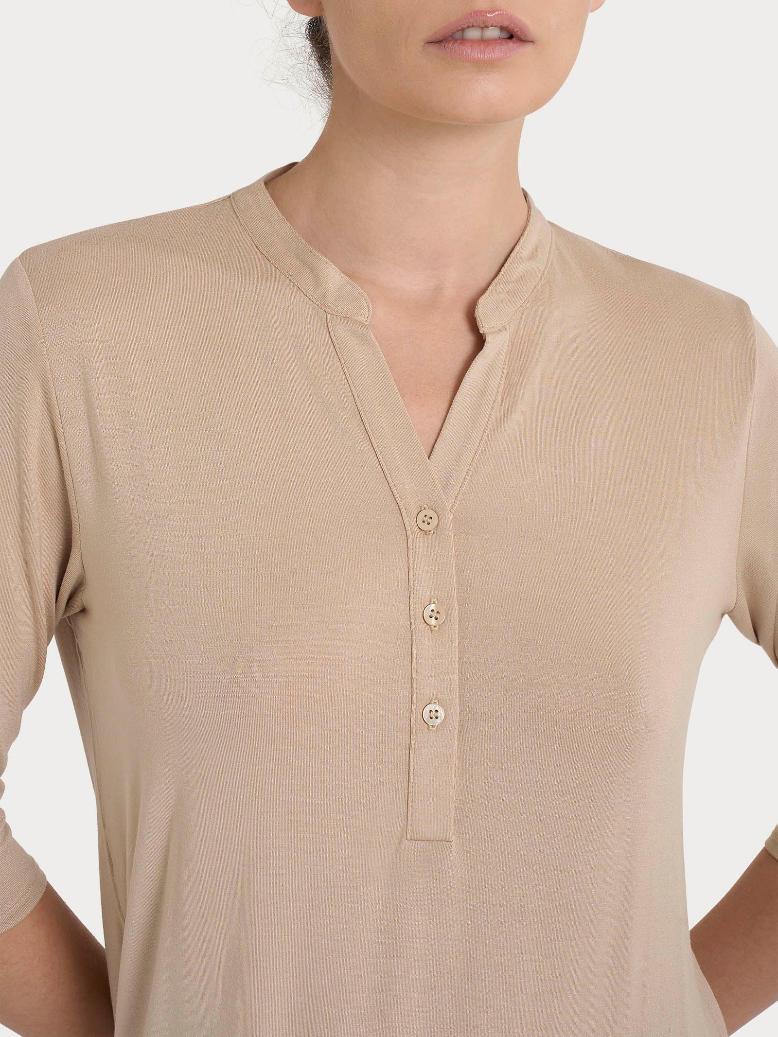 Maglietta a manica 3/4 in Viscosa Summer - Irish Cream - Image 3