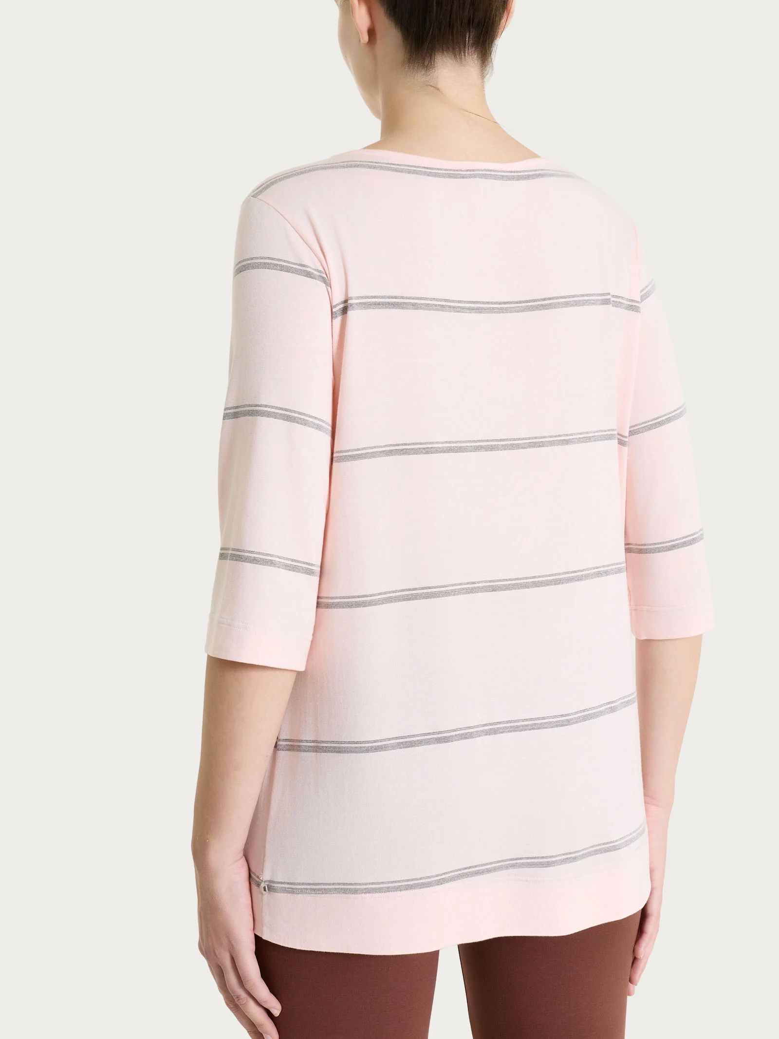 Maglietta a righe con manica 3/4 in Viscosa Summer e Lurex - Fant. Cameo Rose riga spaziata - Image 2