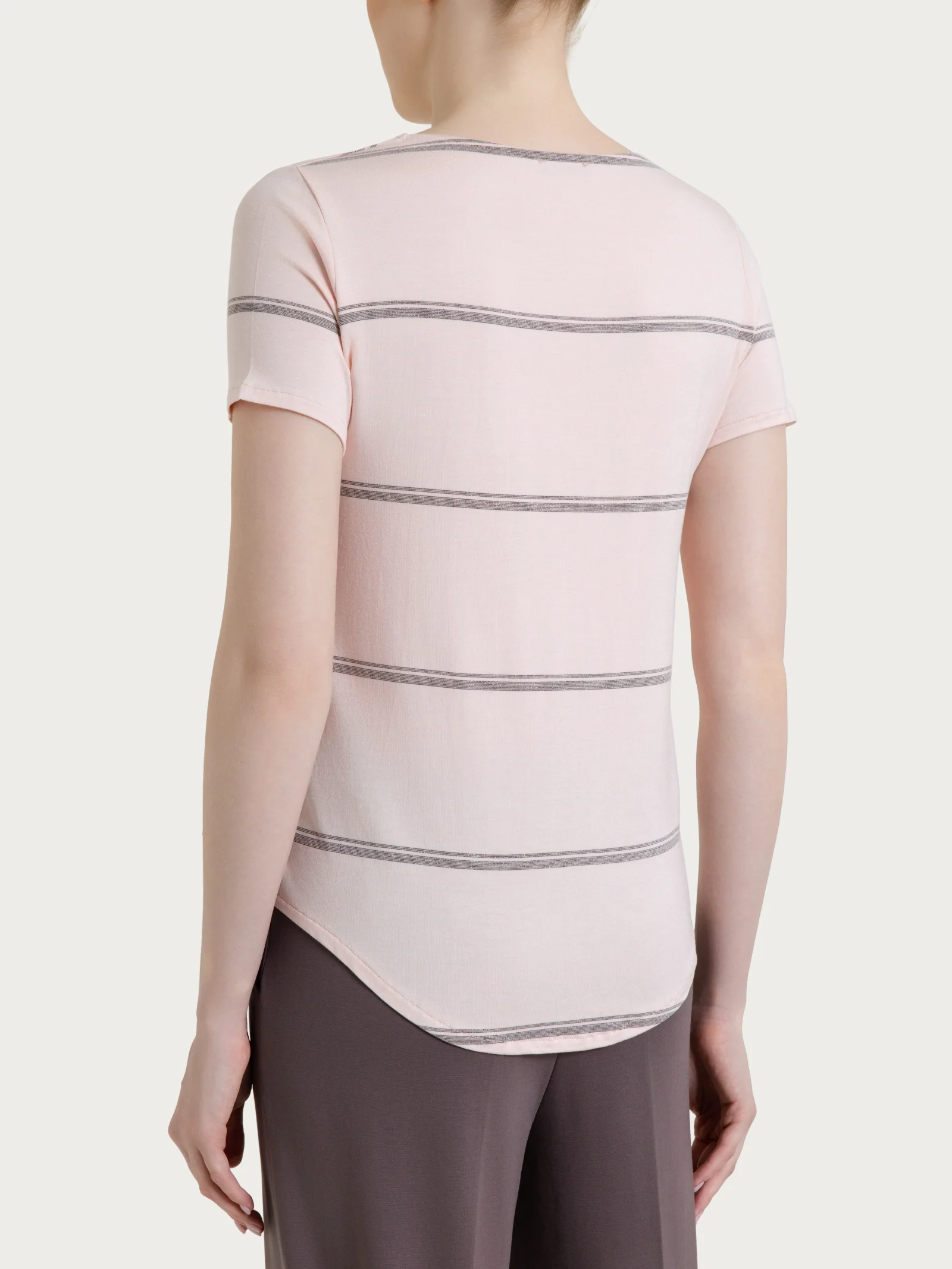 Maglietta a righe in Viscosa Summer e Lurex - Fant. Cameo Rose riga spaziata - Image 2