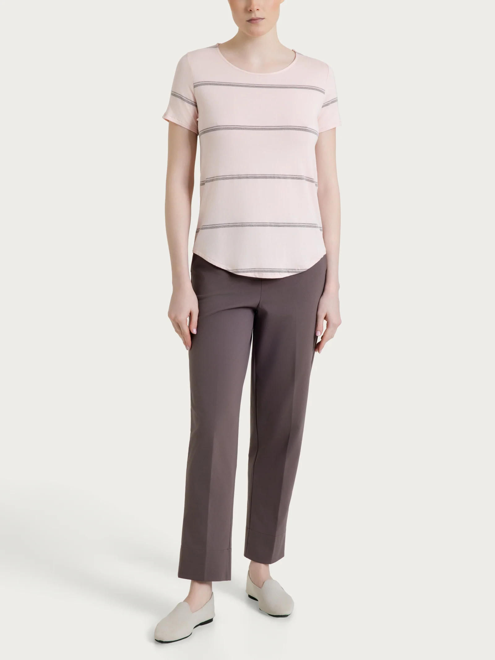 Maglietta a righe in Viscosa Summer e Lurex - Fant. Cameo Rose riga spaziata - Image 5