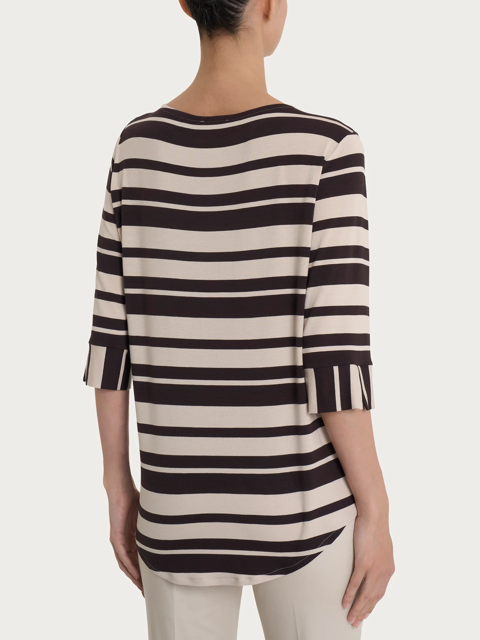 Maglietta a stripes alternate in Viscosa Summer  - Fant. Chocolate Torte Riga Alternata - Image 2