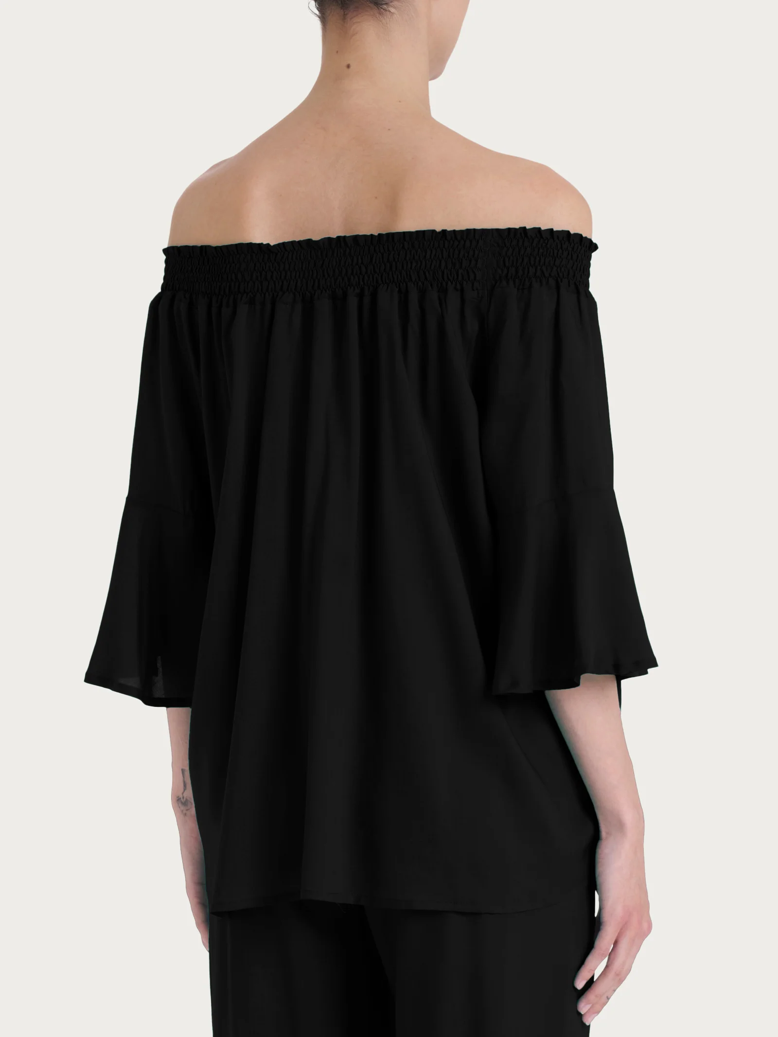 Maglietta arricciata in EcoSeta - Nero - Image 3