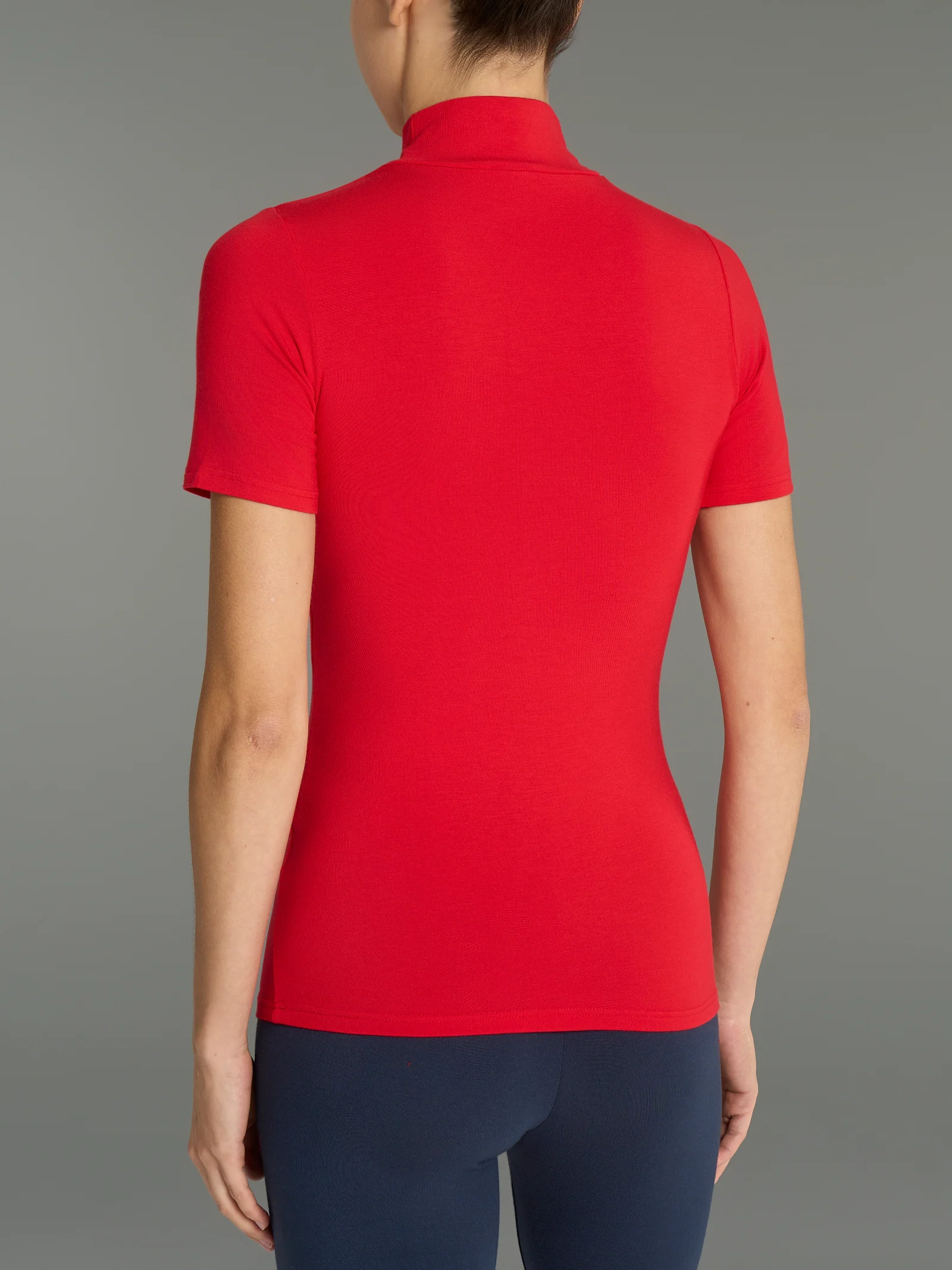 Maglietta collo alto in Eco Viscosa - Salsa - Image 2