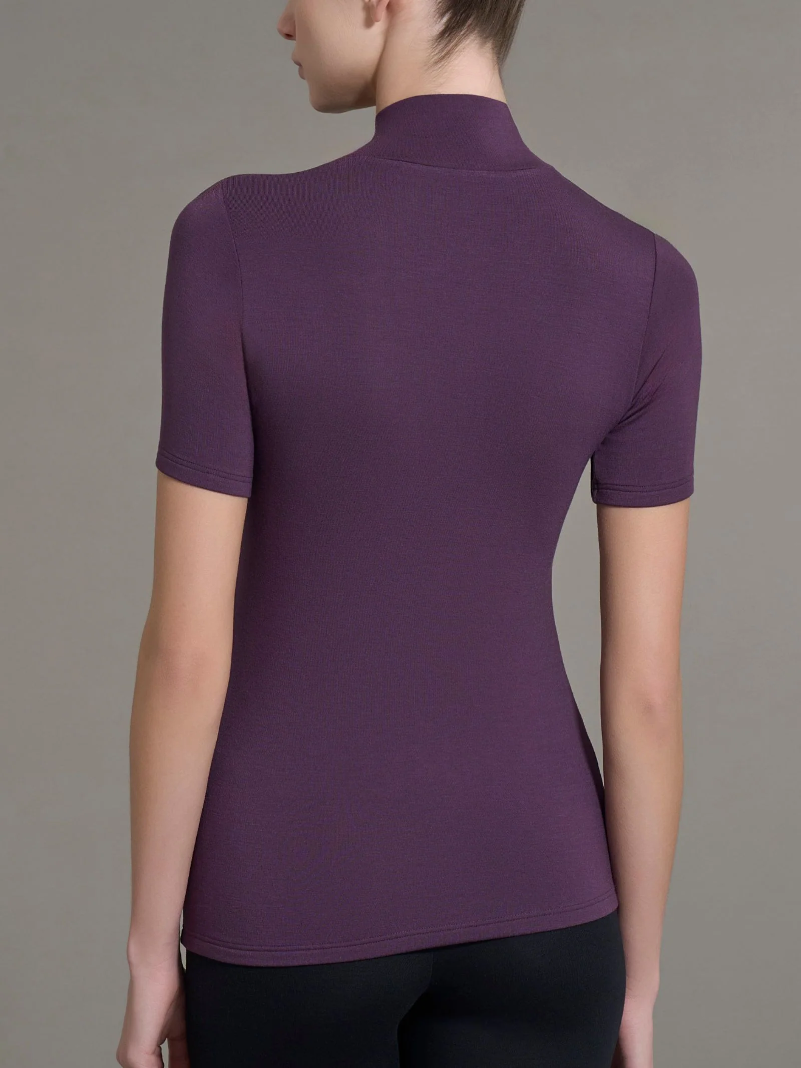 Maglietta collo alto in Eco Viscosa - Plum Perfect - Image 2