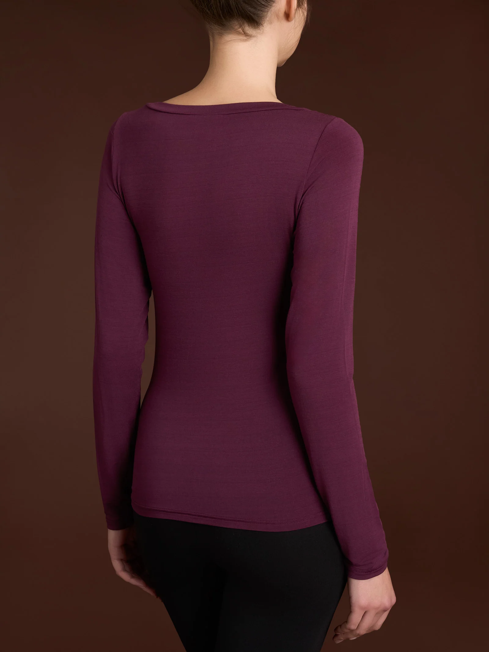Maglietta con collo a barchetta in filato Tenderwool - Fig - Image 2