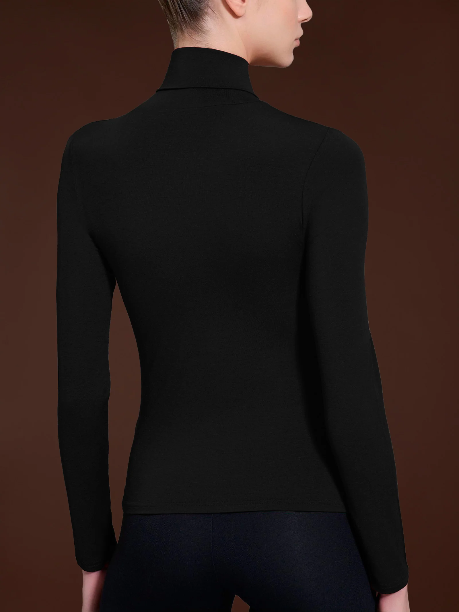 Maglietta con collo dolcevita in filato Tenderwool - Amarena - Image 3