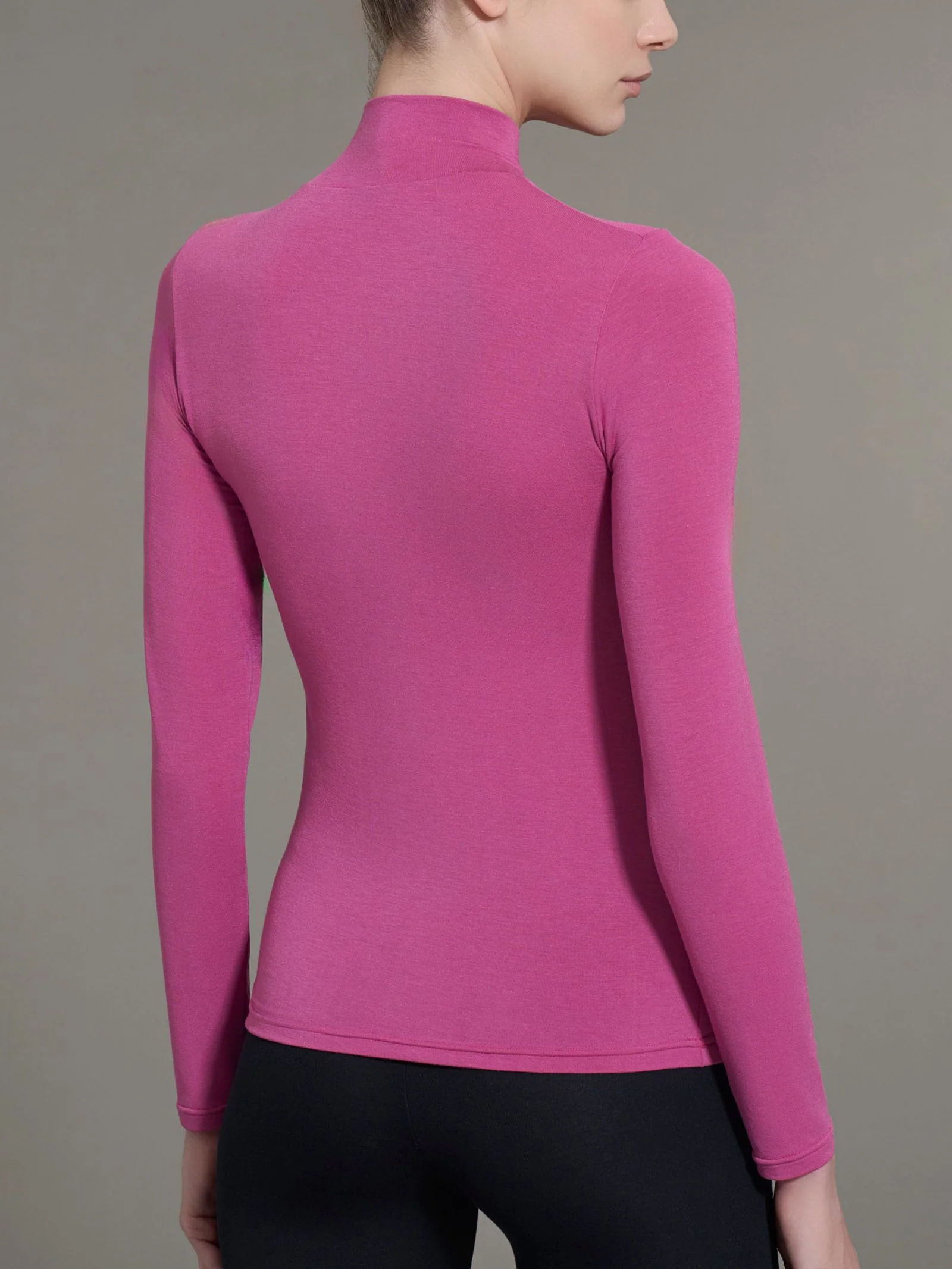 Maglietta con collo lupetto in filato Tenderwool - Red Violet - Image 2