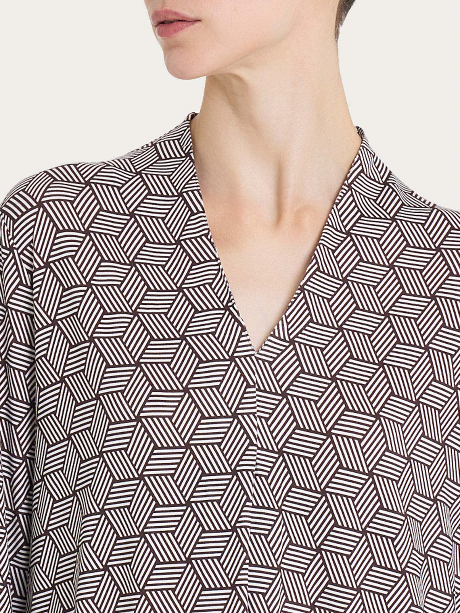 Maglietta con geometric pattern e scollo a V in Viscosa Summer - Fant. Dawn Blue - Image 3