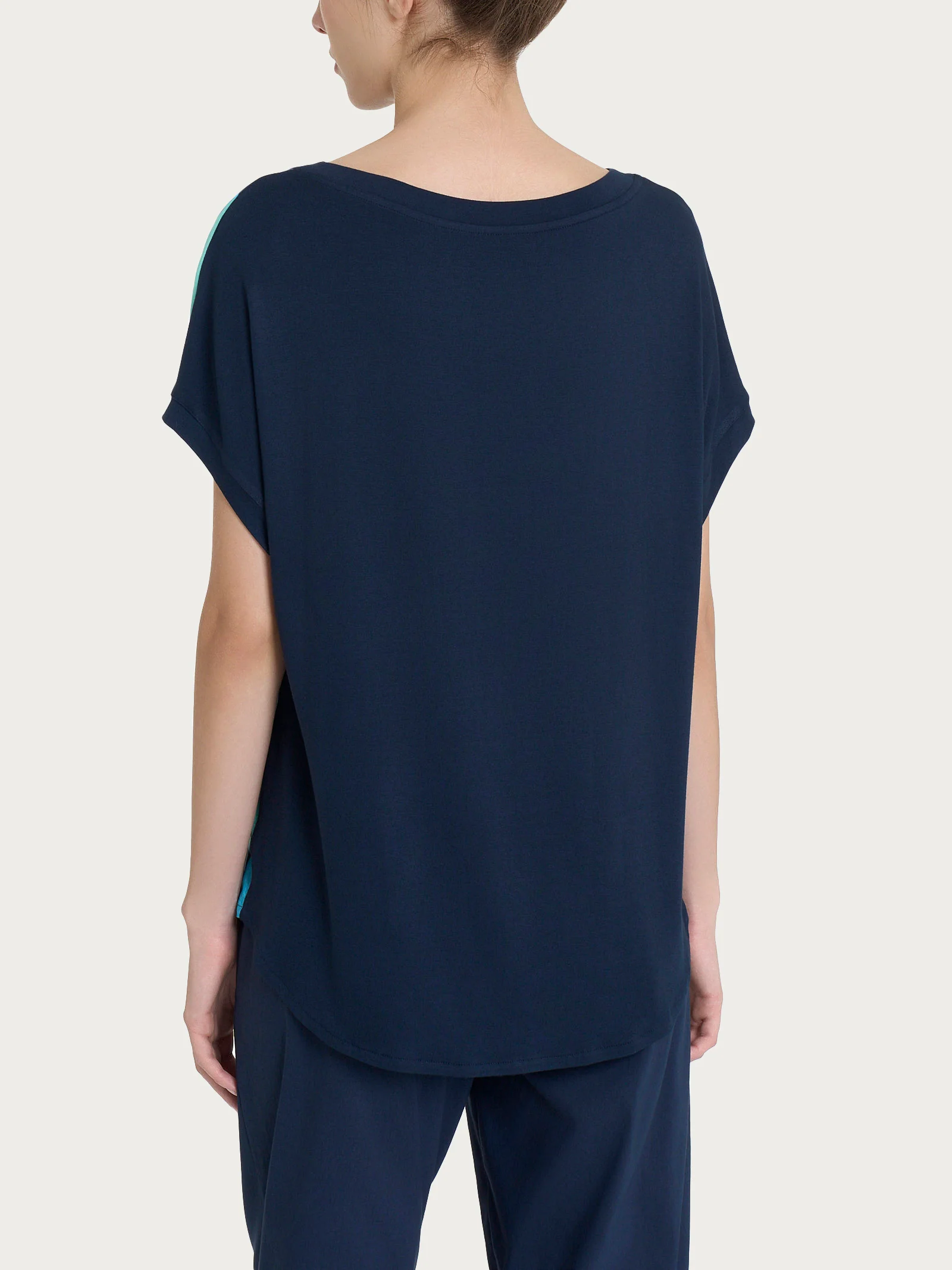Maglietta con geometric pattern in Misto Viscosa - Fant. Pool Blue - Image 2