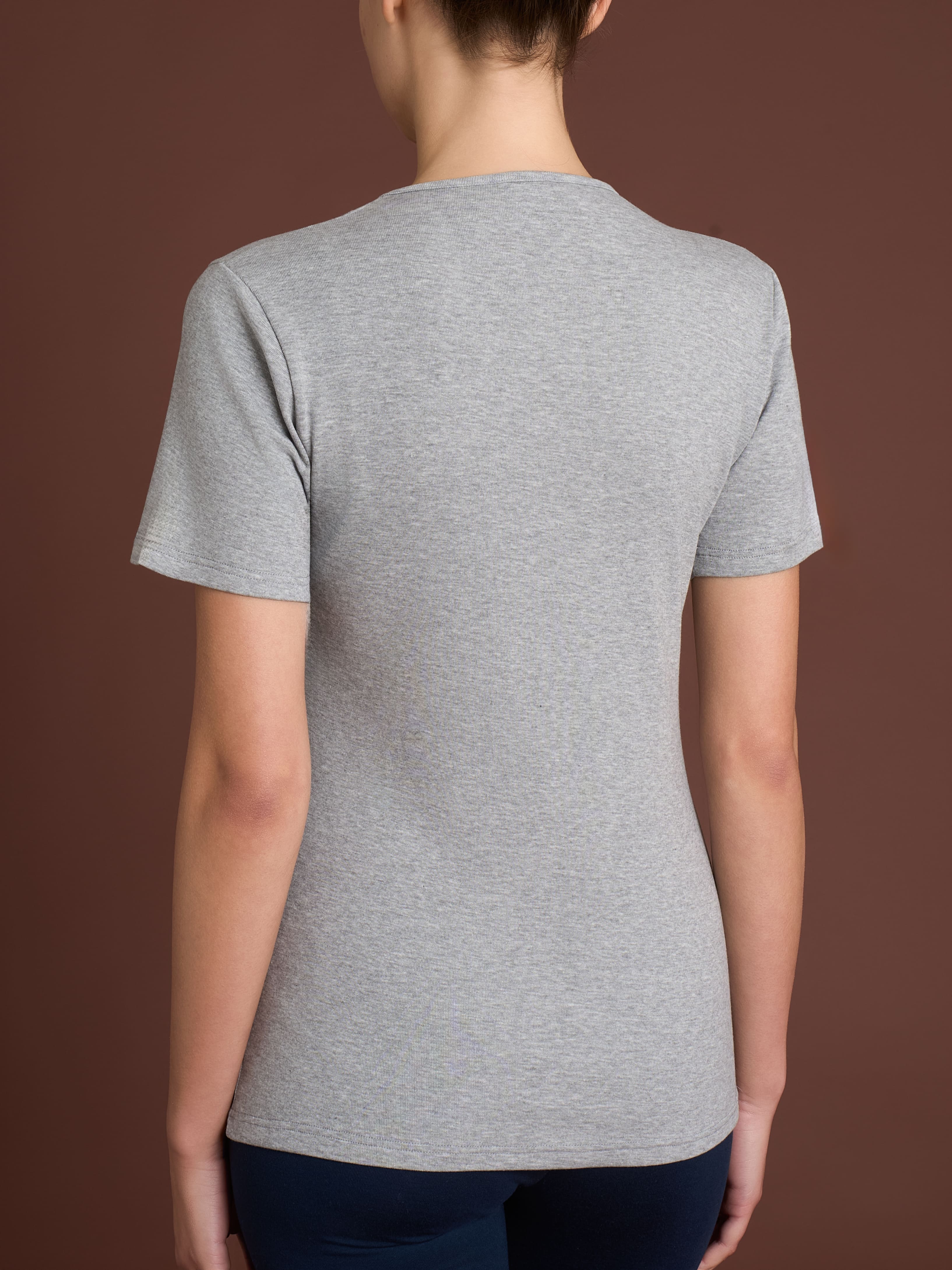 Maglietta con girocollo chiuso in Thermo Cotton - Argento Mel. - Image 2