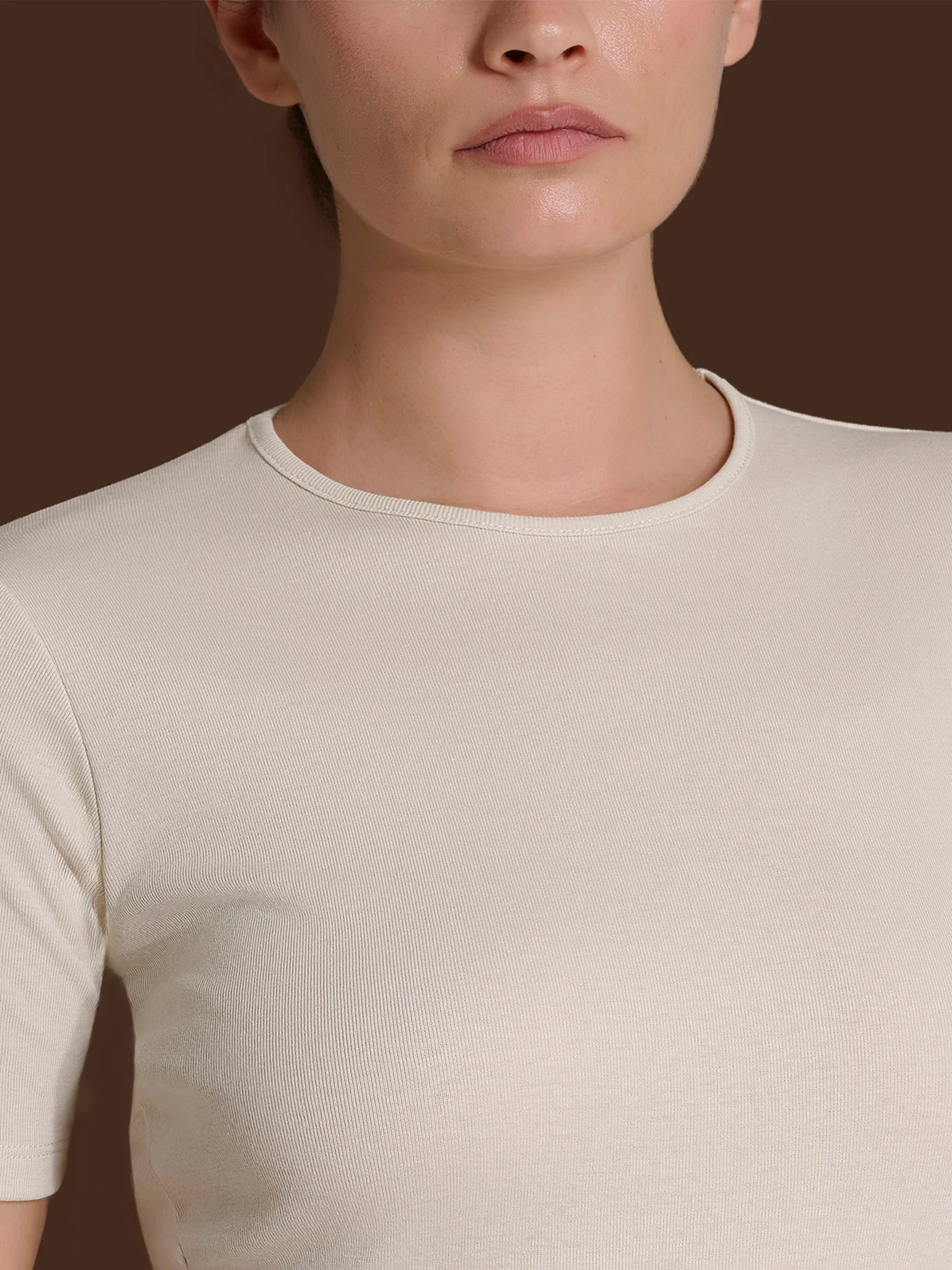 Maglietta con girocollo chiuso in Thermo Cotton - Champignon - Image 3