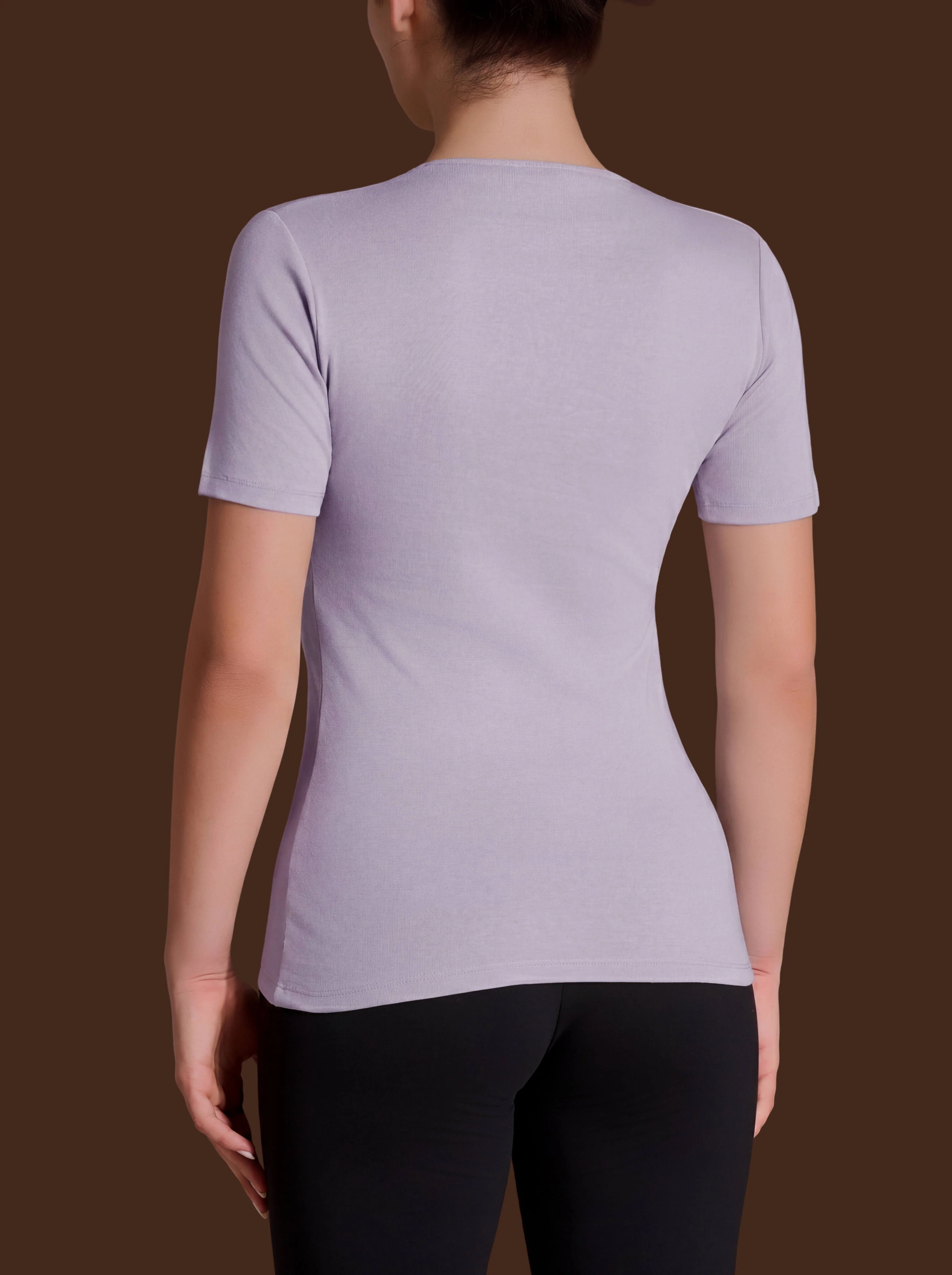 Maglietta con girocollo chiuso in Thermo Cotton - Thistle - Image 2