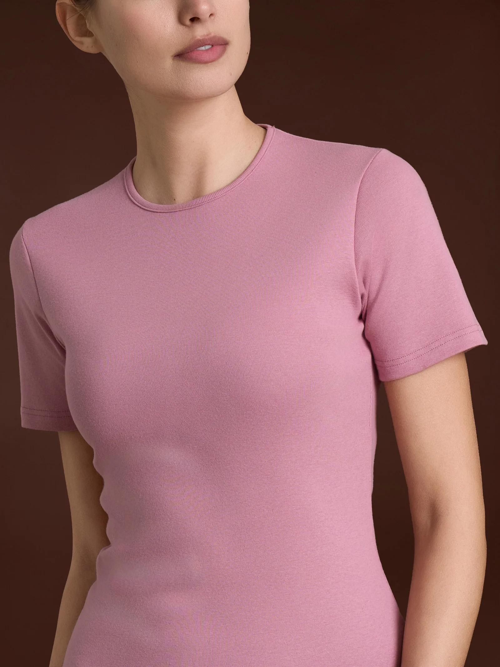 Maglietta con girocollo chiuso in Thermo Cotton - Lilas - Image 3