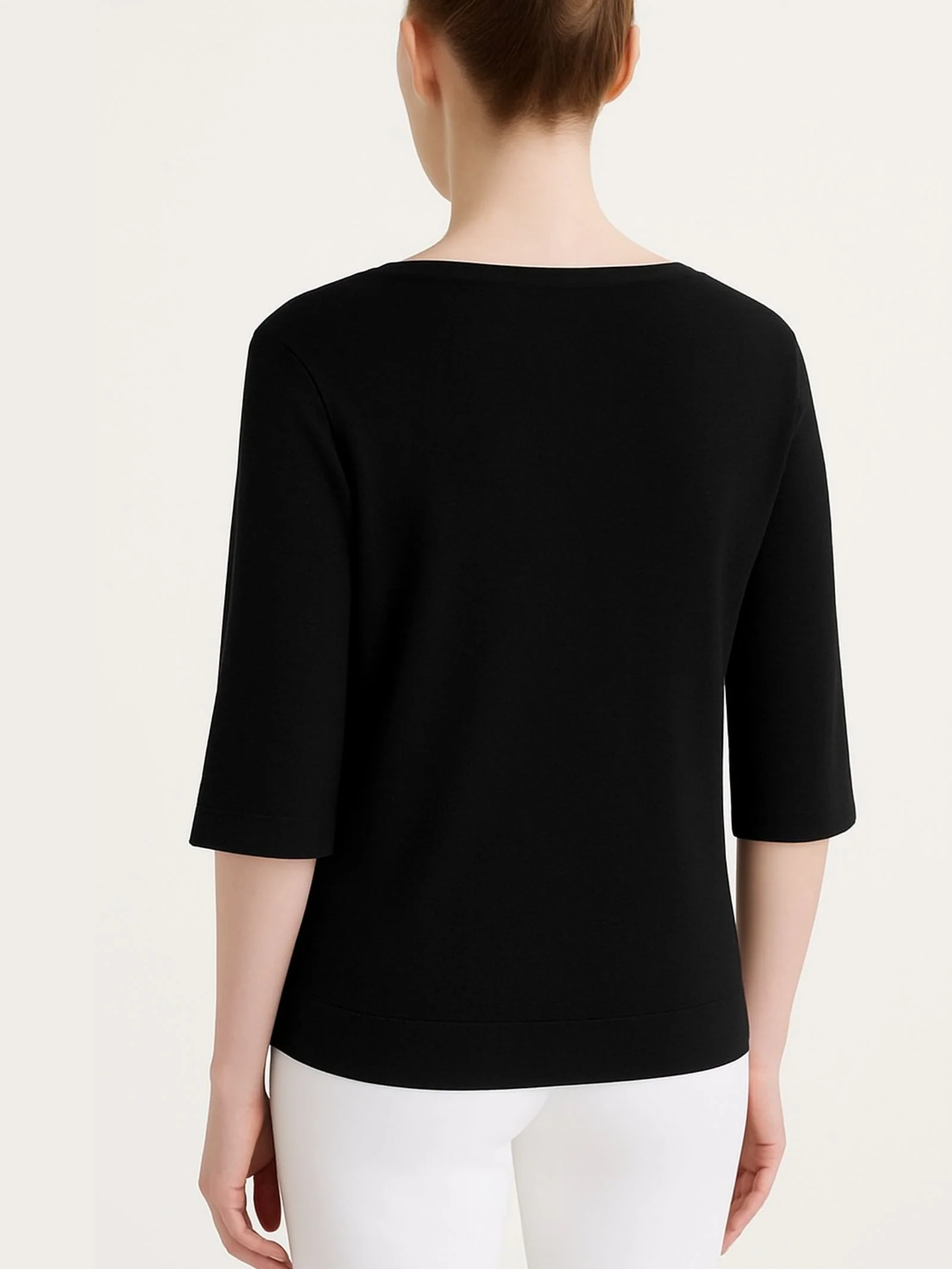 Maglietta con manica 3/4 in Eco Cotton Stretch - Nero - Image 2