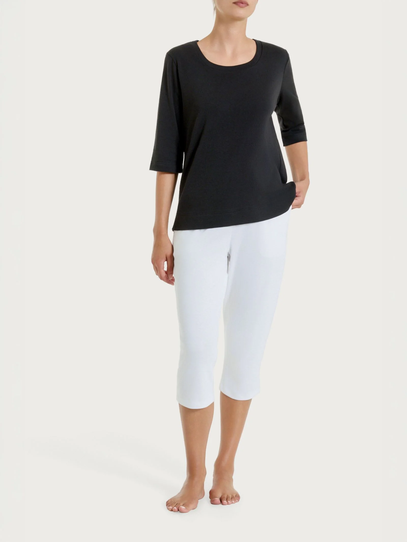 Maglietta con manica 3/4 in Eco Cotton Stretch - Nero - Image 3