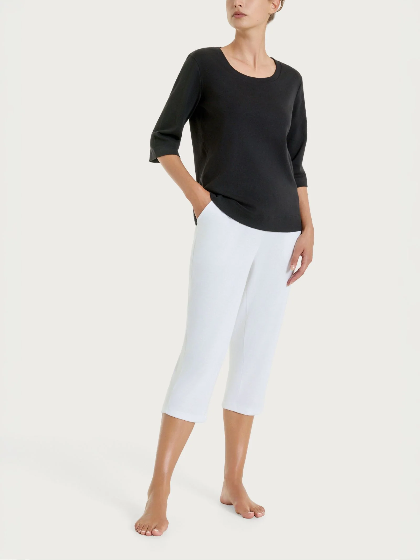 Maglietta con manica 3/4 in Eco Cotton Stretch - Nero - Image 4