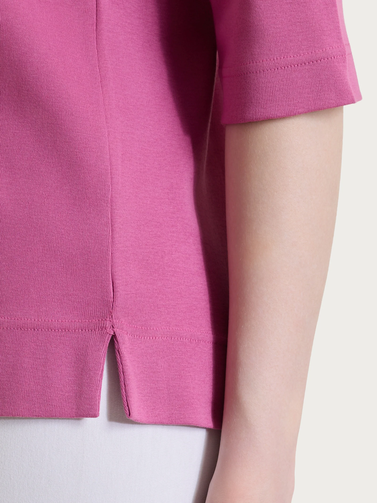 Maglietta con manica 3/4 in Eco Cotton Stretch - Red Violet - Image 3