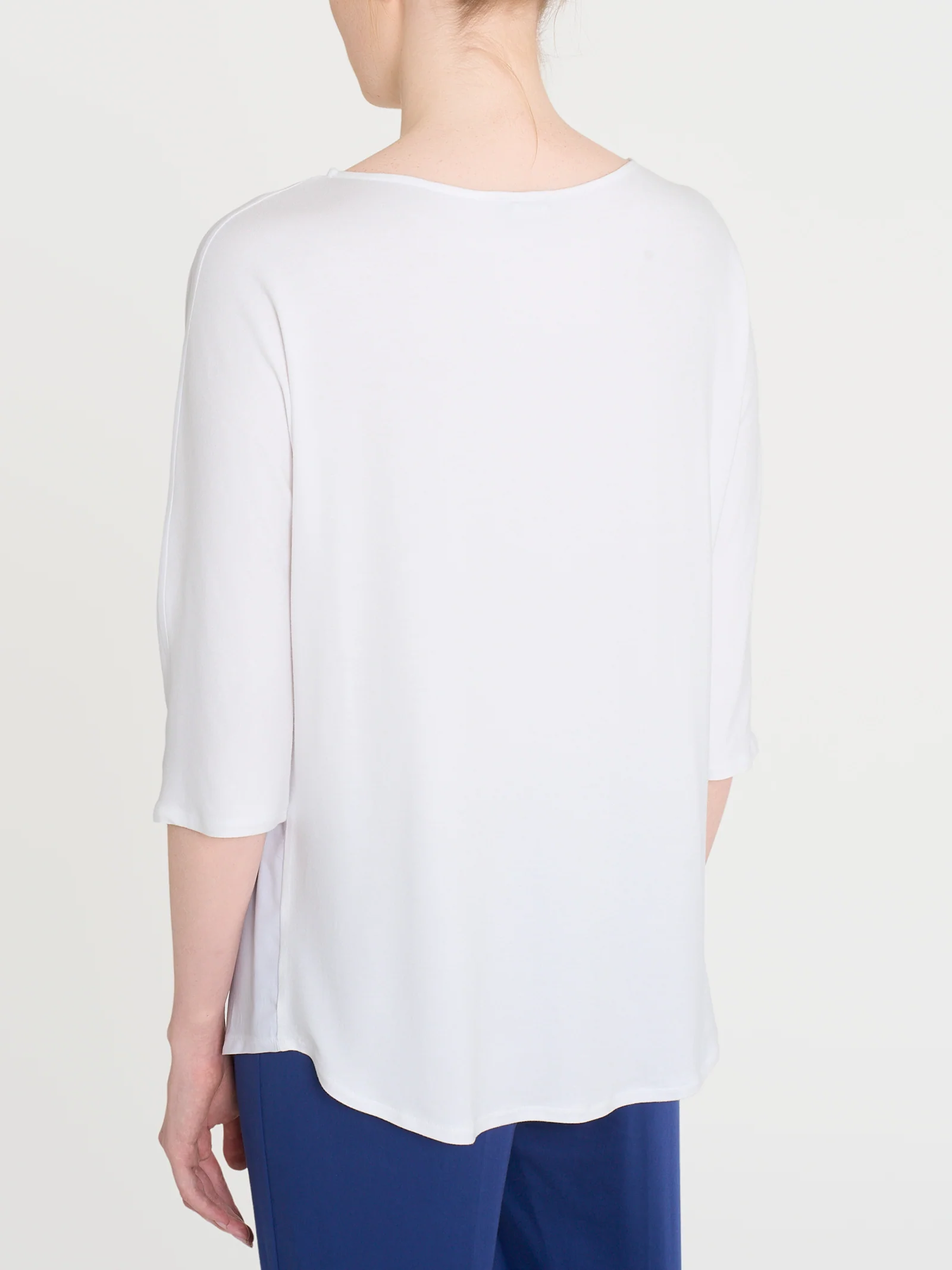 Maglietta con manica 3/4 kimono in Misto Viscosa - Bianco - Image 2