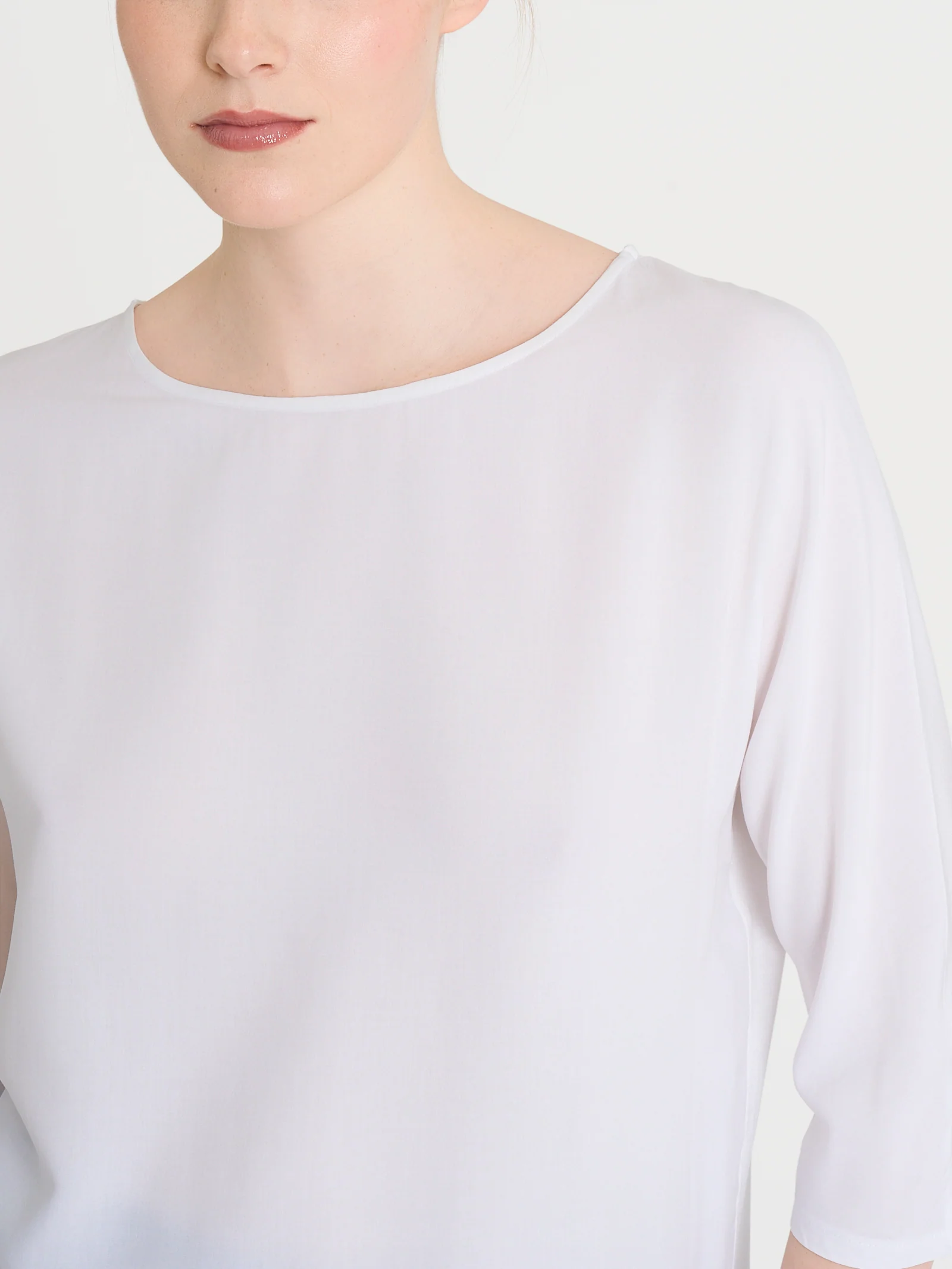 Maglietta con manica 3/4 kimono in Misto Viscosa - Bianco - Image 3