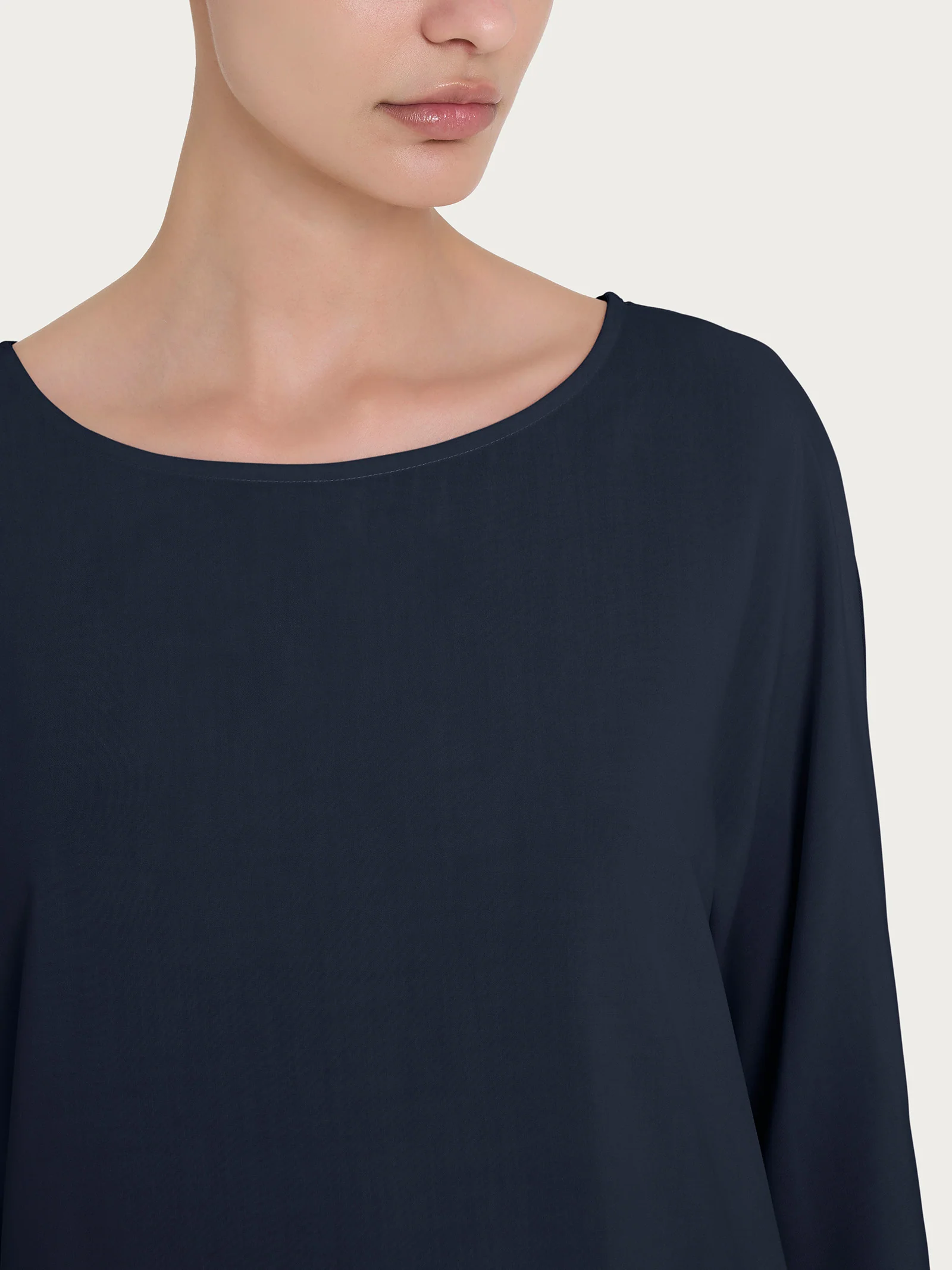 Maglietta con manica 3/4 kimono in Misto Viscosa - Bleu - Image 3