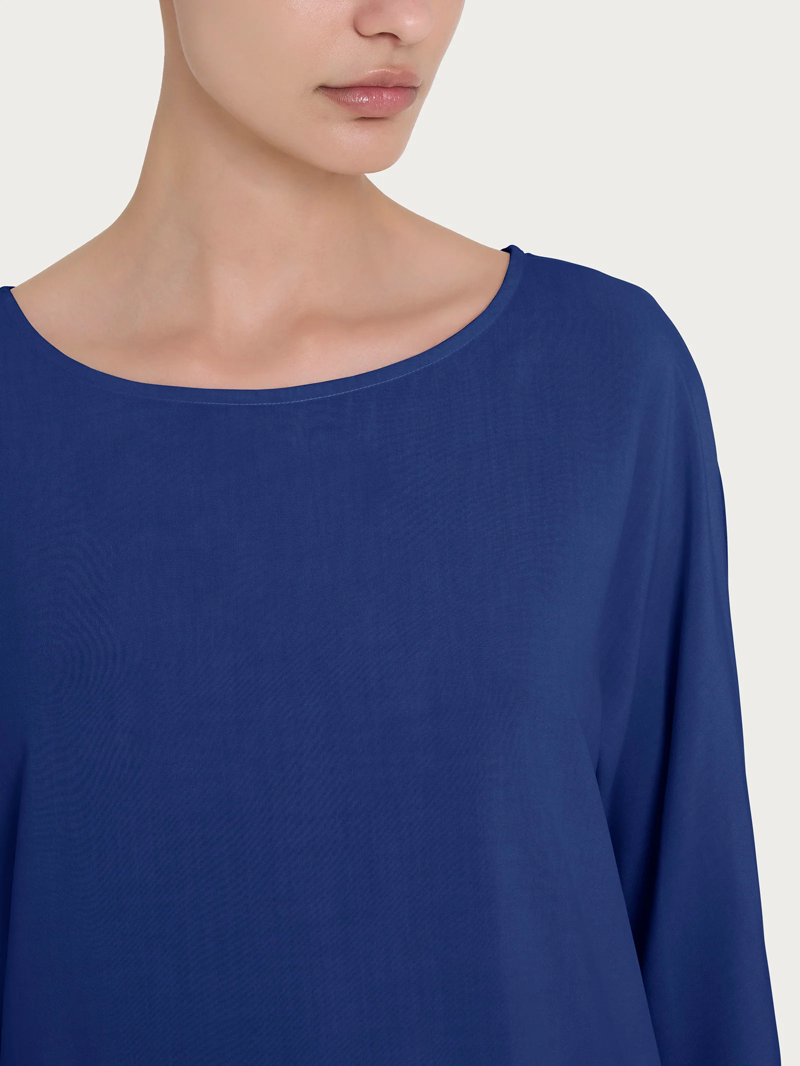 Maglietta con manica 3/4 kimono in Misto Viscosa - Blueberry - Image 4
