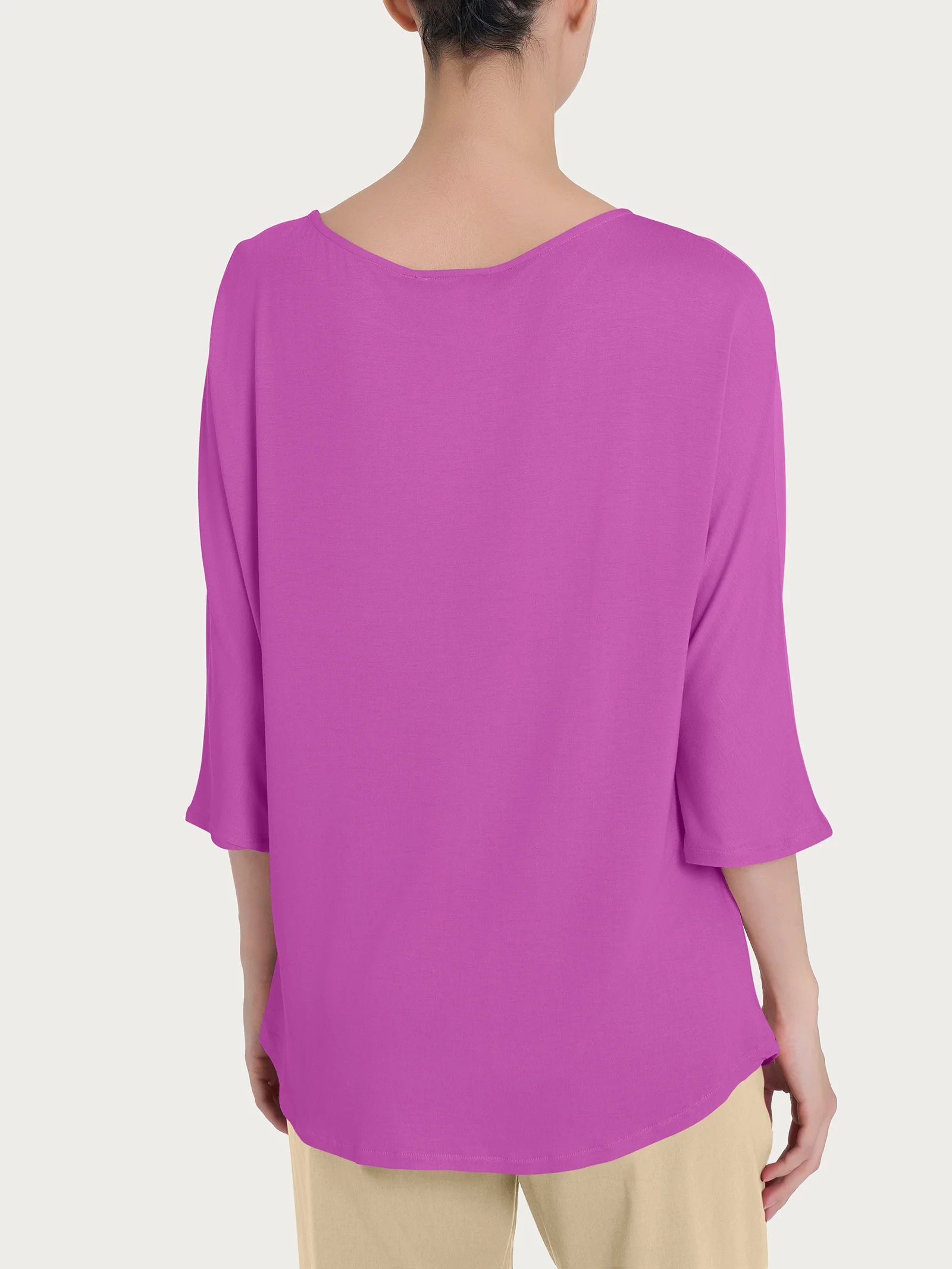 Maglietta con manica 3/4 kimono in Misto Viscosa - Cattleya Orchid - Image 2