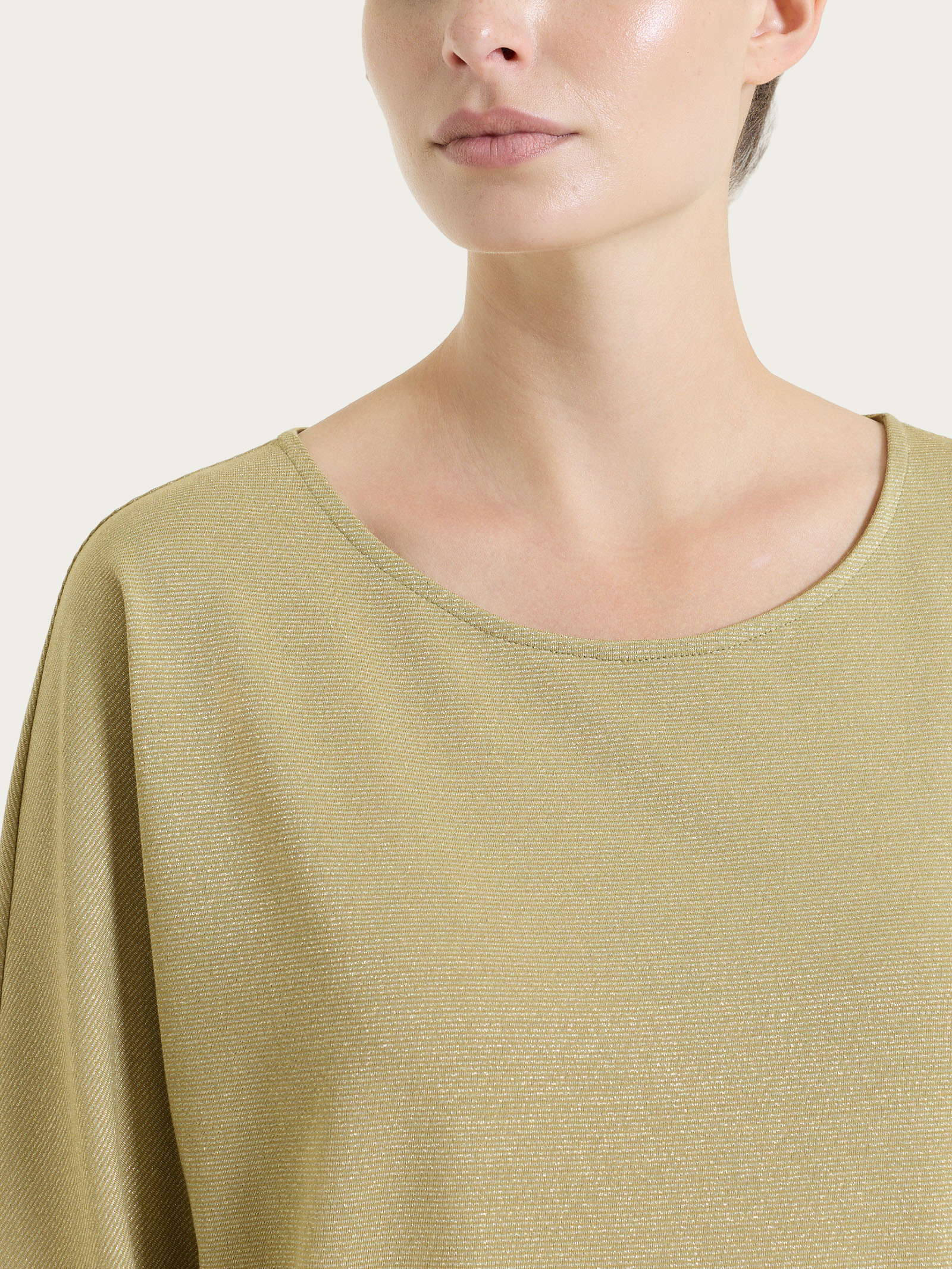 Maglietta con manica 3/4 kimono in Summer Light - Fant. Khaki righe 1/1 - Image 3