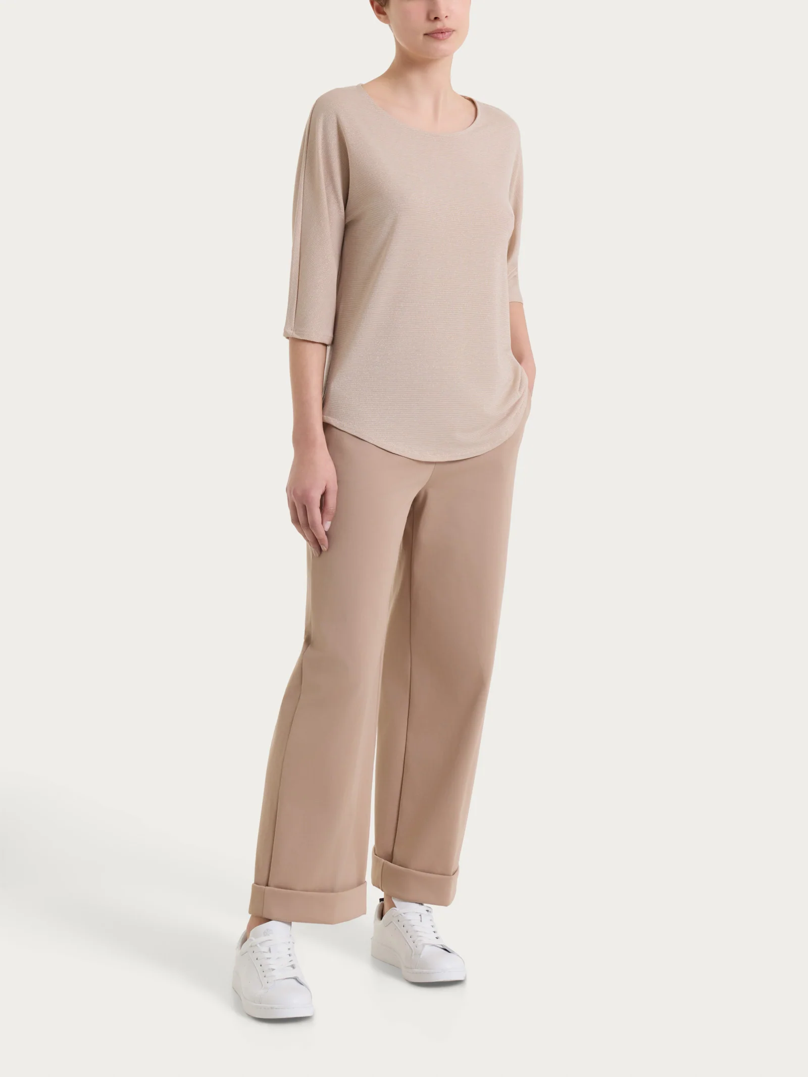 Maglietta con manica 3/4 kimono in Summer Light - Fant. Almond Peach righe 1/1 - Image 5