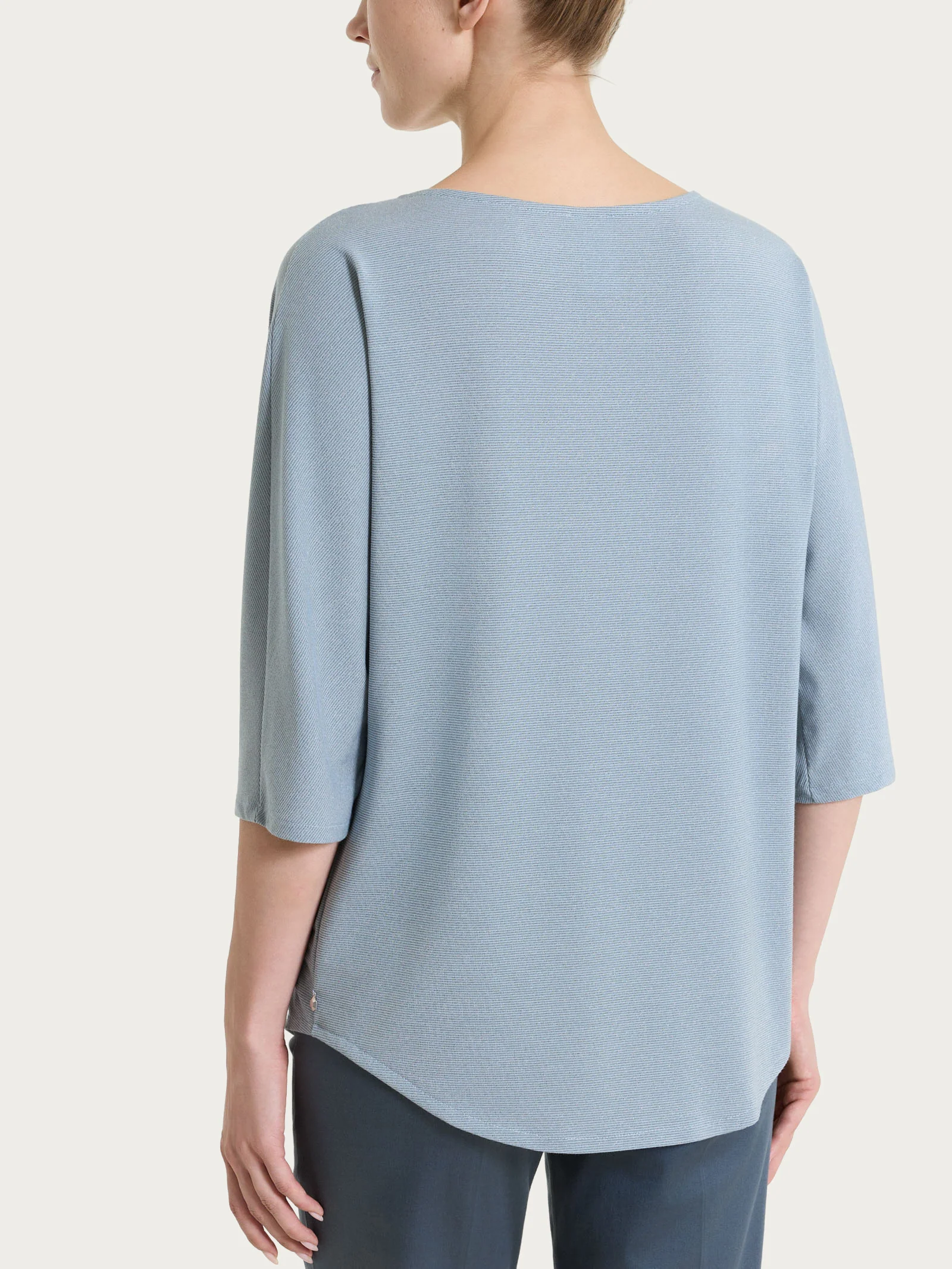 Maglietta con manica 3/4 kimono in Summer Light - Fant. Dusty Blue righe 1/1 - Image 2